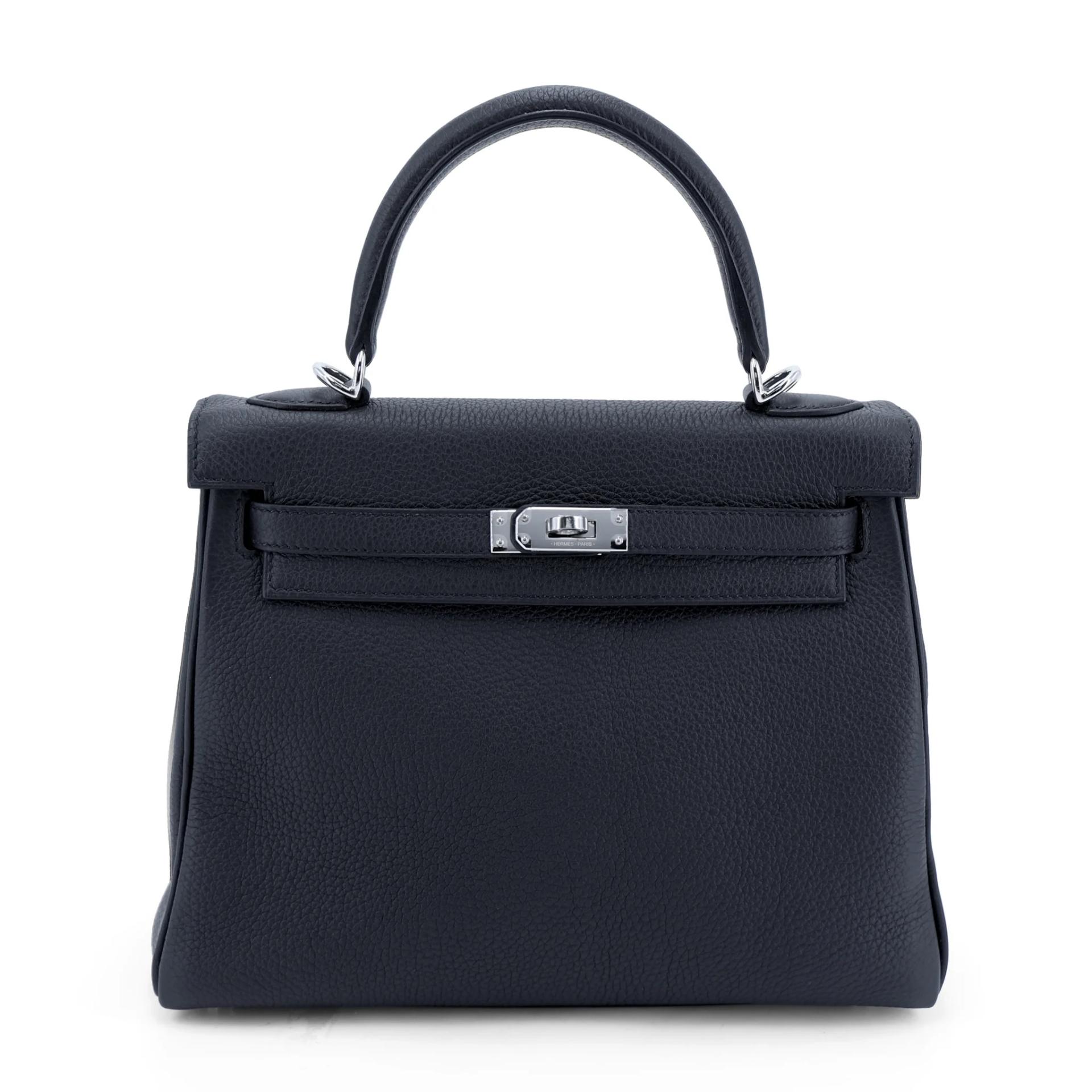 Unused ( Rank NS ) HERMÈS Kelly 25 Noir (89) Togo Palladium hardware W (2024) - 1
