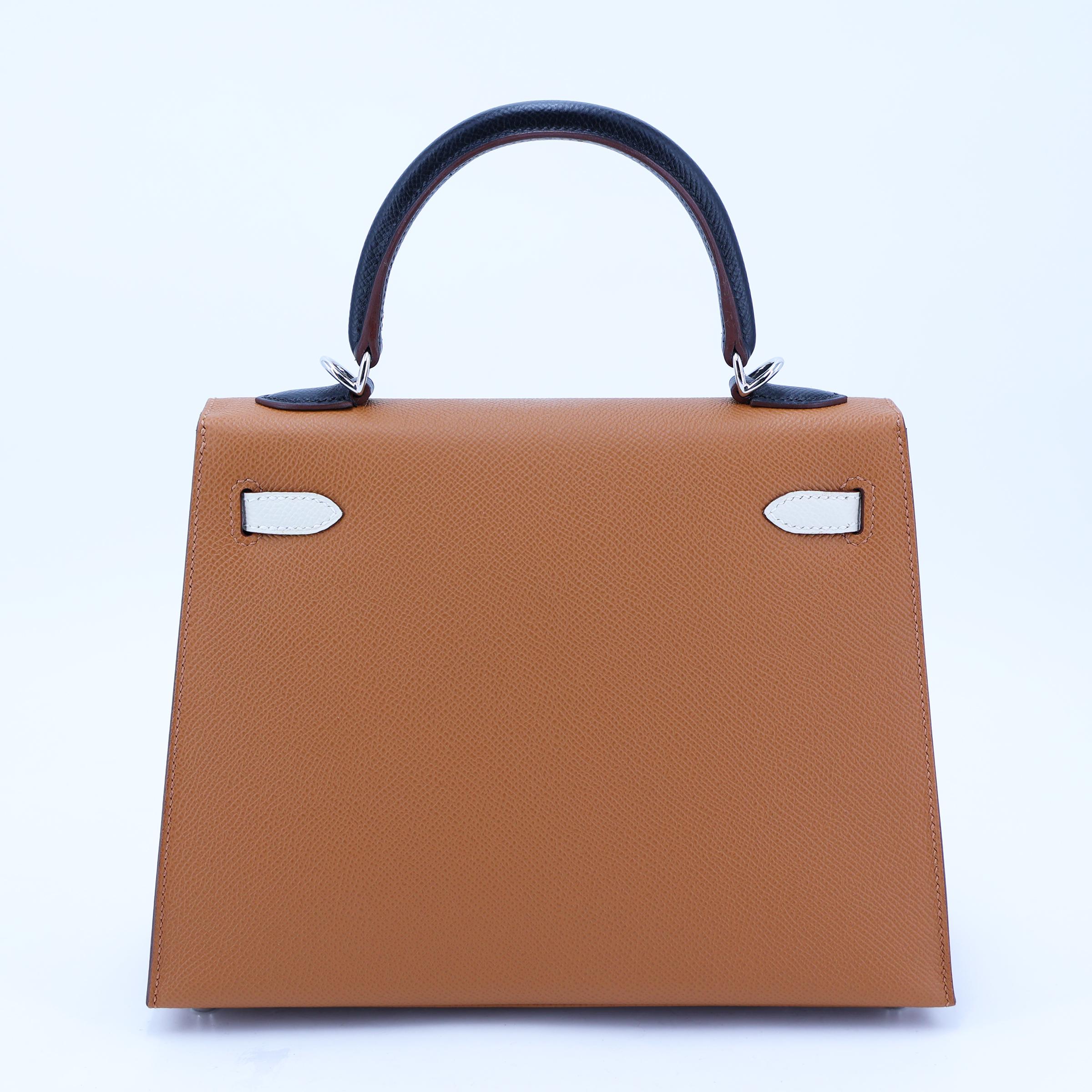Kelly 25 Sellier Gold (37) Bleu Saphir (73) Craie (10) Noir (89)