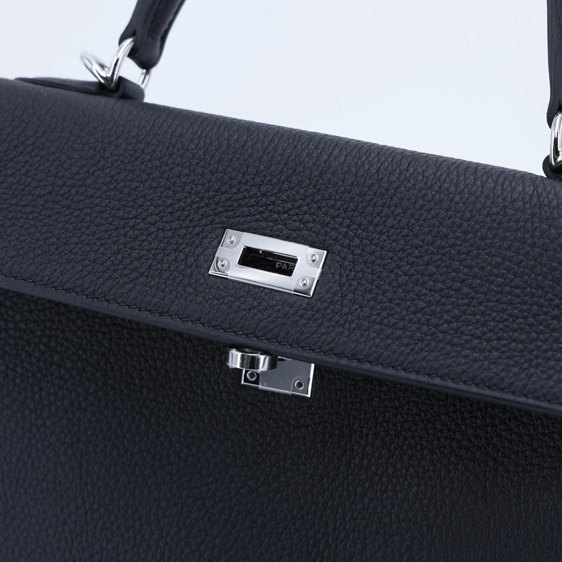 Unused ( Rank NS ) HERMÈS Kelly 25 Noir (89) Togo Palladium hardware W (2024) - 11