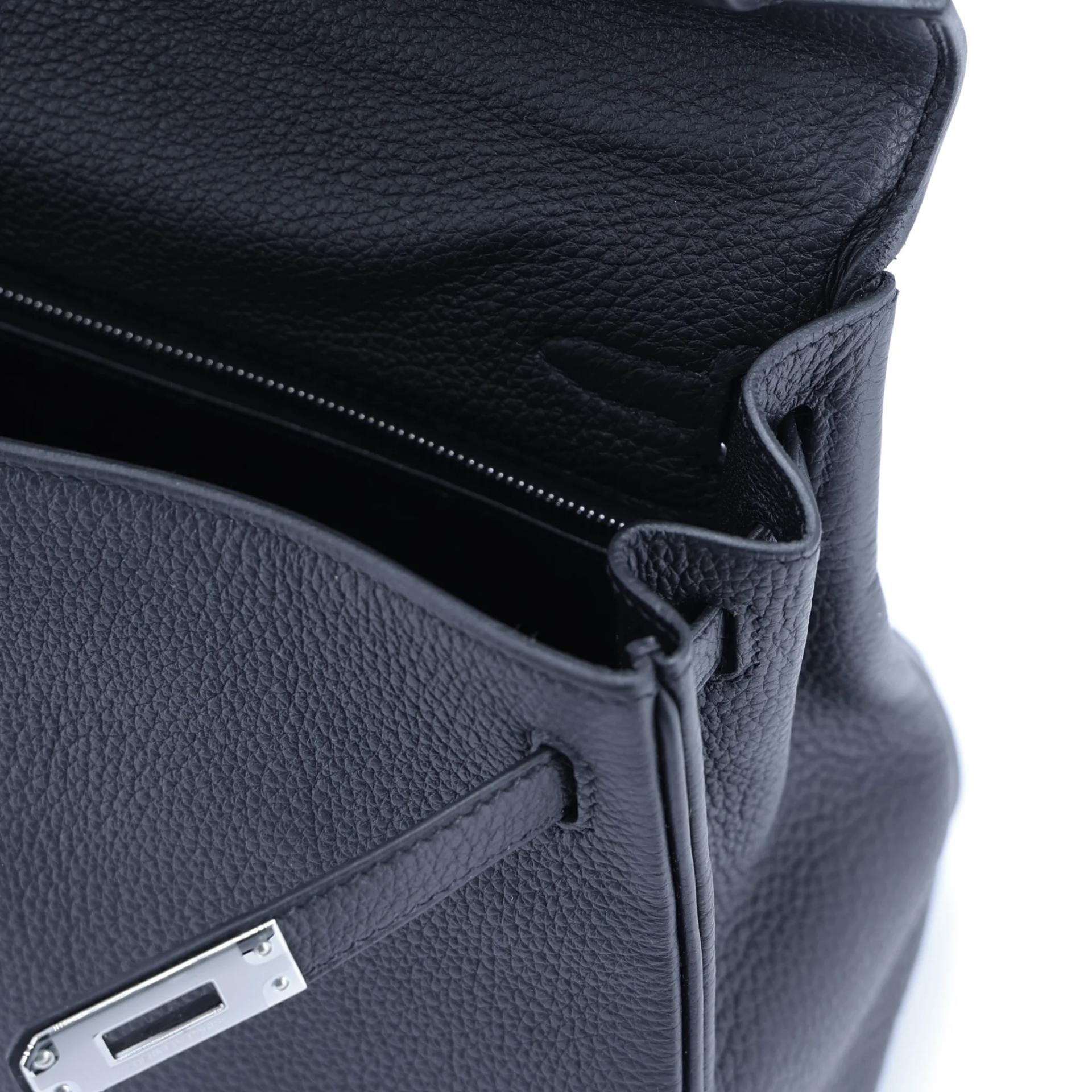 Unused ( Rank NS ) HERMÈS Kelly 25 Noir (89) Togo Palladium hardware W (2024) - 14