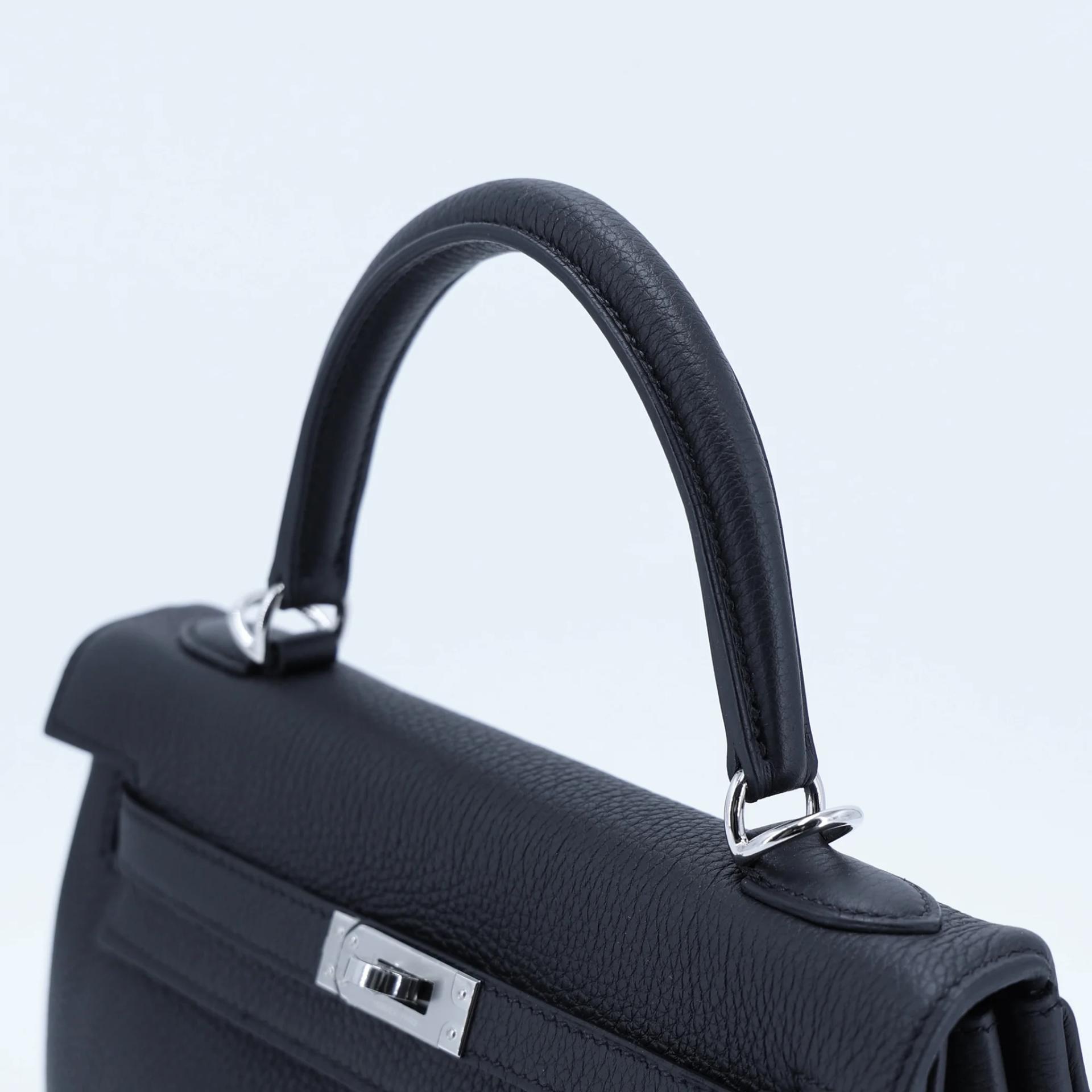 Unused ( Rank NS ) HERMÈS Kelly 25 Noir (89) Togo Palladium hardware W (2024) - 3