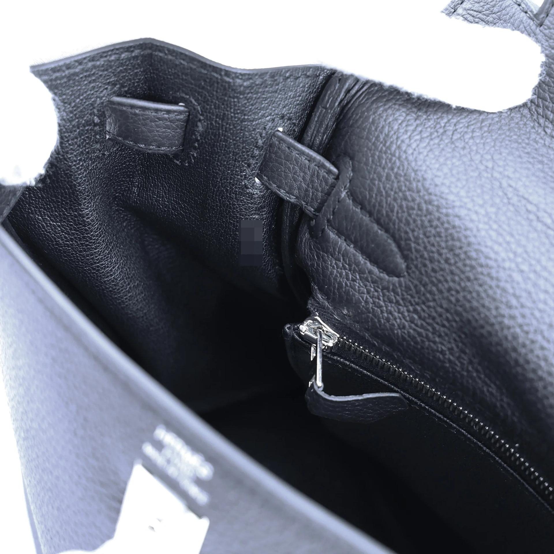 Unused ( Rank NS ) HERMÈS Kelly 25 Noir (89) Togo Palladium hardware W (2024) - 17