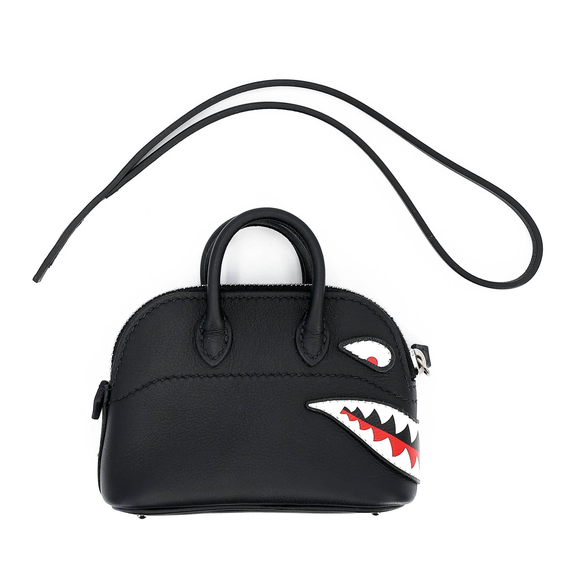 Brand New ( Rank N ) HERMÈS Bolide Shark charm Noir (89) Swift Palladium hardware W (2024) - 15