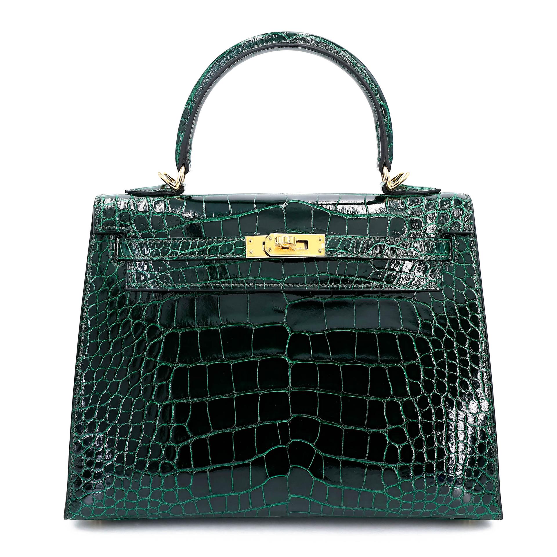 ランク NS 未使用品 HERMÈS エルメス ケリー25 セリエ ヴェールフォンセ (67) クロコダイル アリゲーター リセ ゴールド金具 B刻印 (2023) - 1