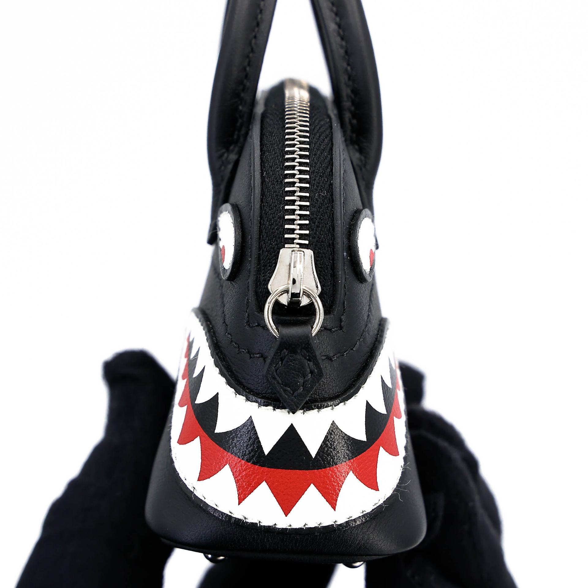Brand New ( Rank N ) HERMÈS Bolide Shark charm Noir (89) Swift Palladium hardware W (2024) - 10