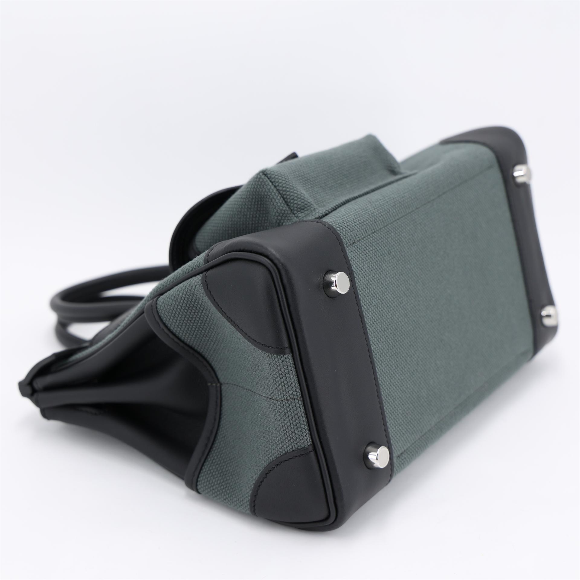 Brand New ( Rank N ) HERMÈS Limited Edition Birkin Cargo 25 Vert Mangrove (Q0) Noir (89) Toile Goeland canvas Swift Palladium hardware K (2025) - 4