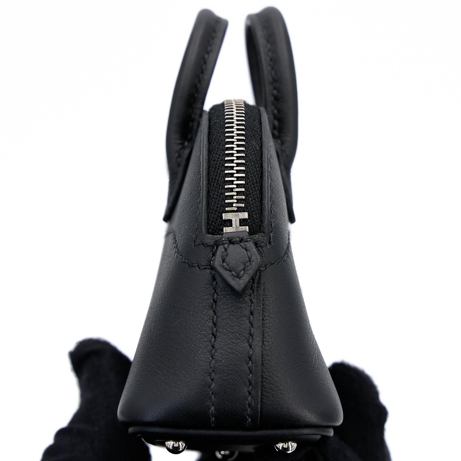 Brand New ( Rank N ) HERMÈS Bolide Shark charm Noir (89) Swift Palladium hardware W (2024) - 11