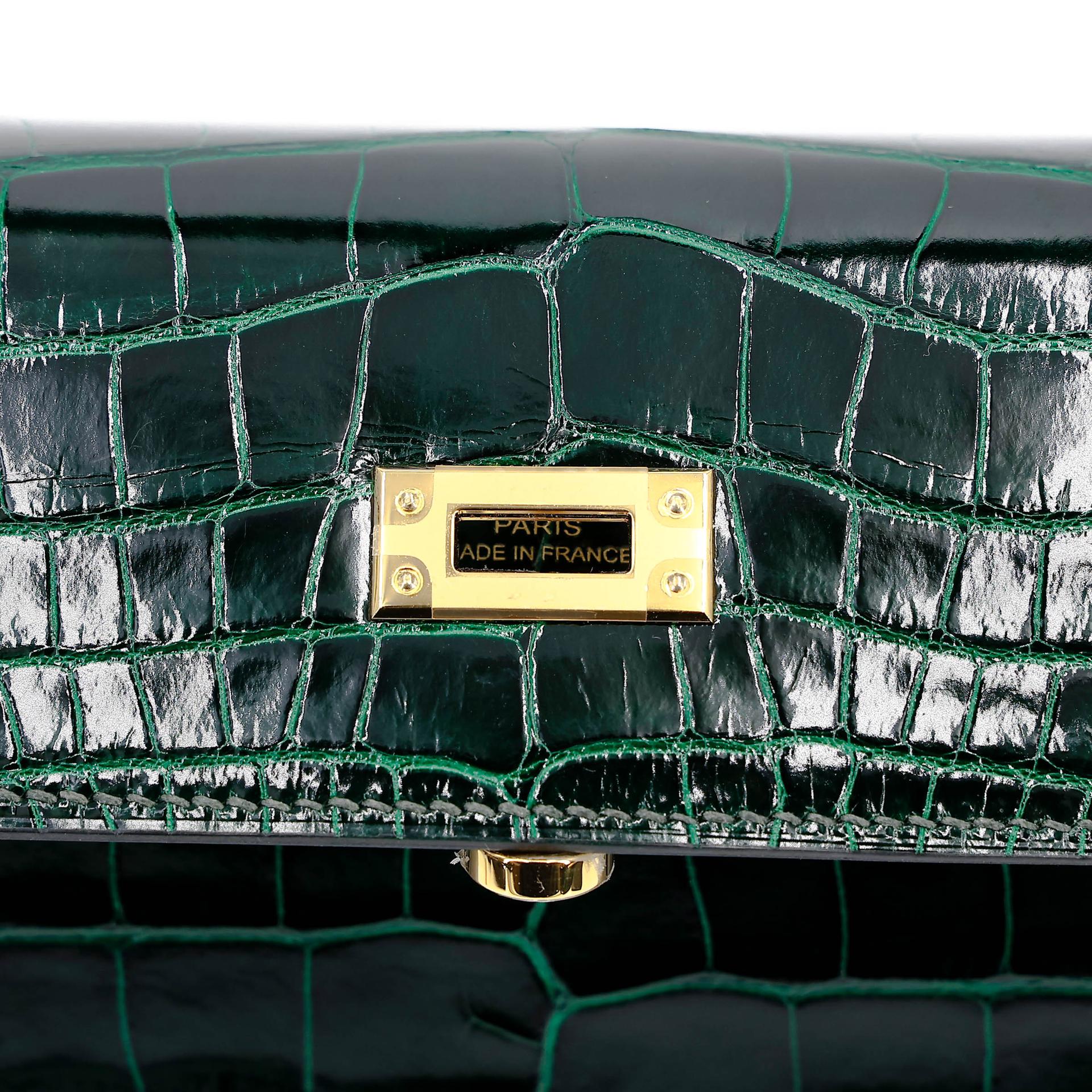 ランク NS 未使用品 HERMÈS エルメス ケリー25 セリエ ヴェールフォンセ (67) クロコダイル アリゲーター リセ ゴールド金具 B刻印 (2023) - 9