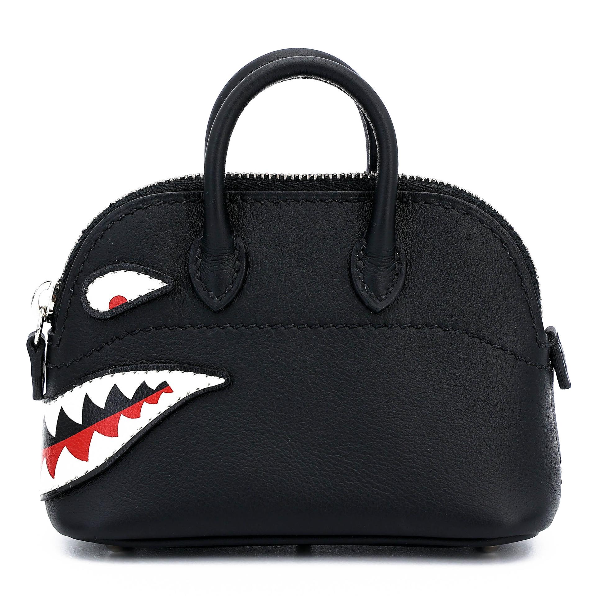 Brand New ( Rank N ) HERMÈS Bolide Shark charm Noir (89) Swift Palladium hardware W (2024) - 1