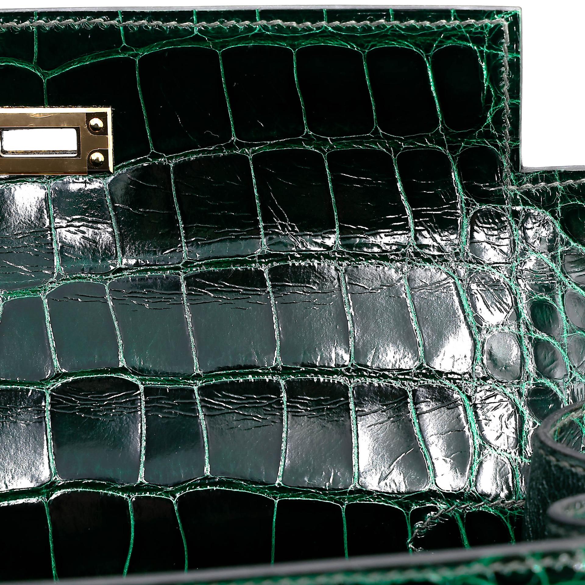 ランク NS 未使用品 HERMÈS エルメス ケリー25 セリエ ヴェールフォンセ (67) クロコダイル アリゲーター リセ ゴールド金具 B刻印 (2023) - 14