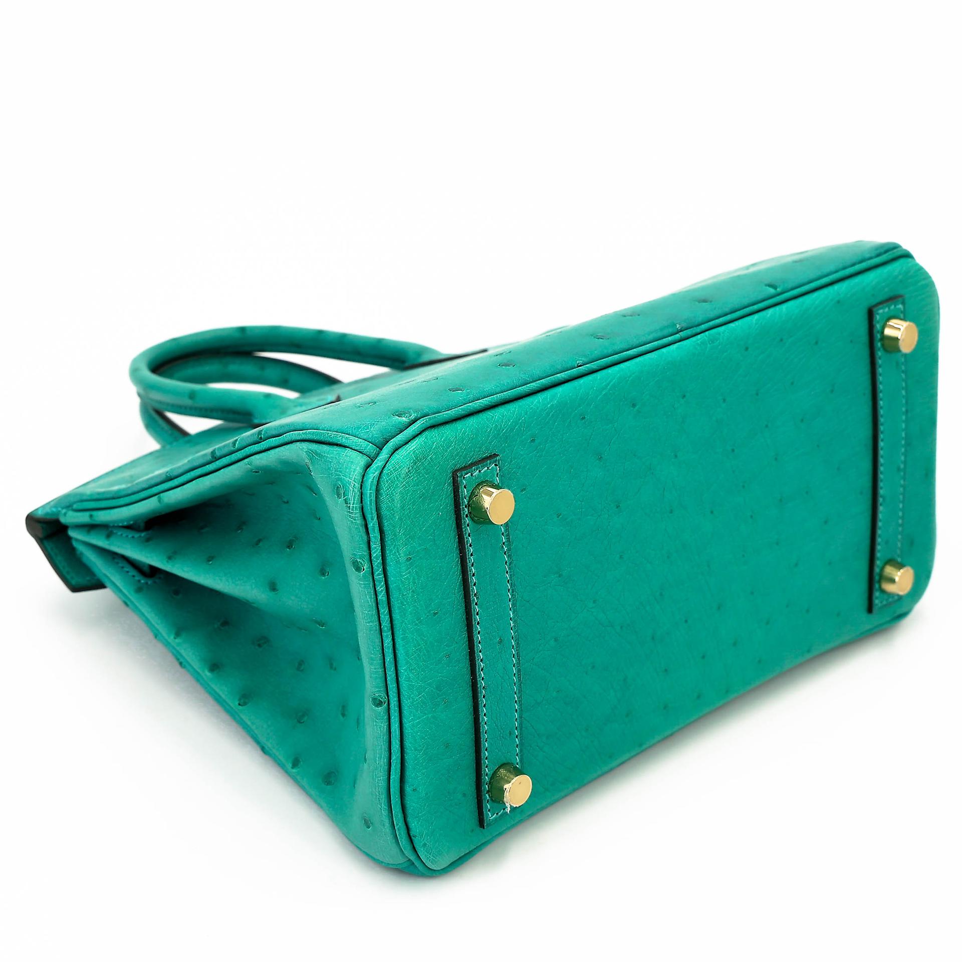 Unused ( Rank NS ) HERMÈS Birkin 25 Vert Verone (U1) Ostrich Gold hardware U (2022) - 7
