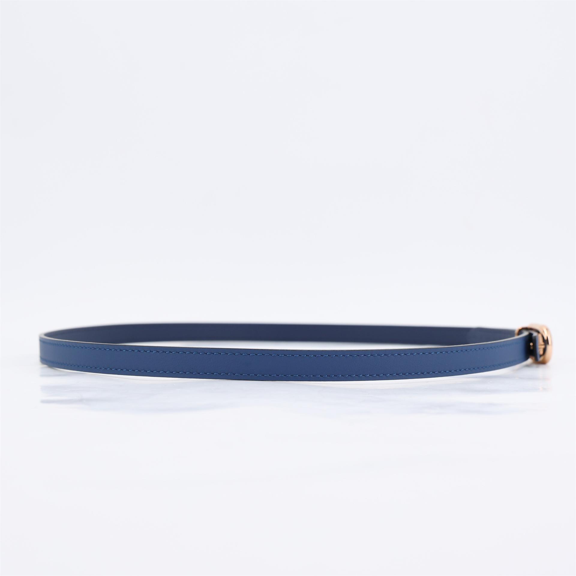 ランク N 新品 HERMÈS エルメス マイヨンH ベルトバックル ＆ リバーシブルベルト 13mm ブルーサフィール (73) エプソン ピンクゴールド金具 - 5