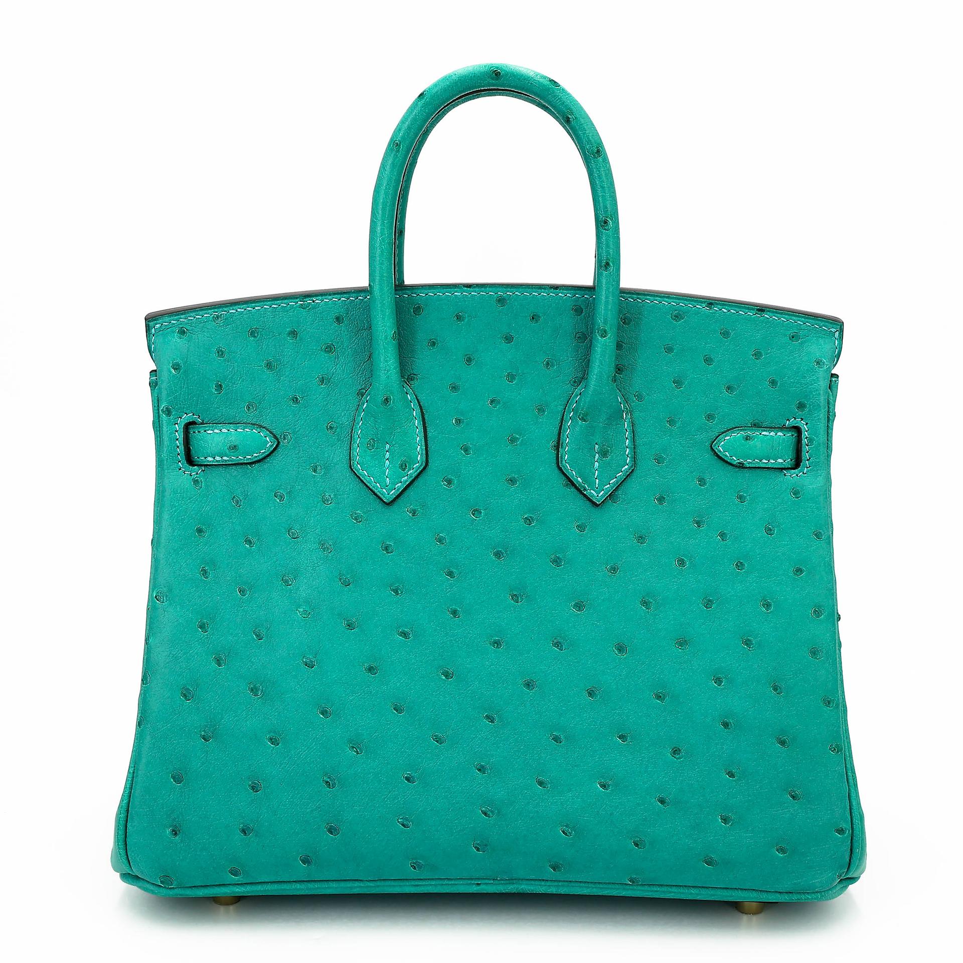 Unused ( Rank NS ) HERMÈS Birkin 25 Vert Verone (U1) Ostrich Gold hardware U (2022) - 2