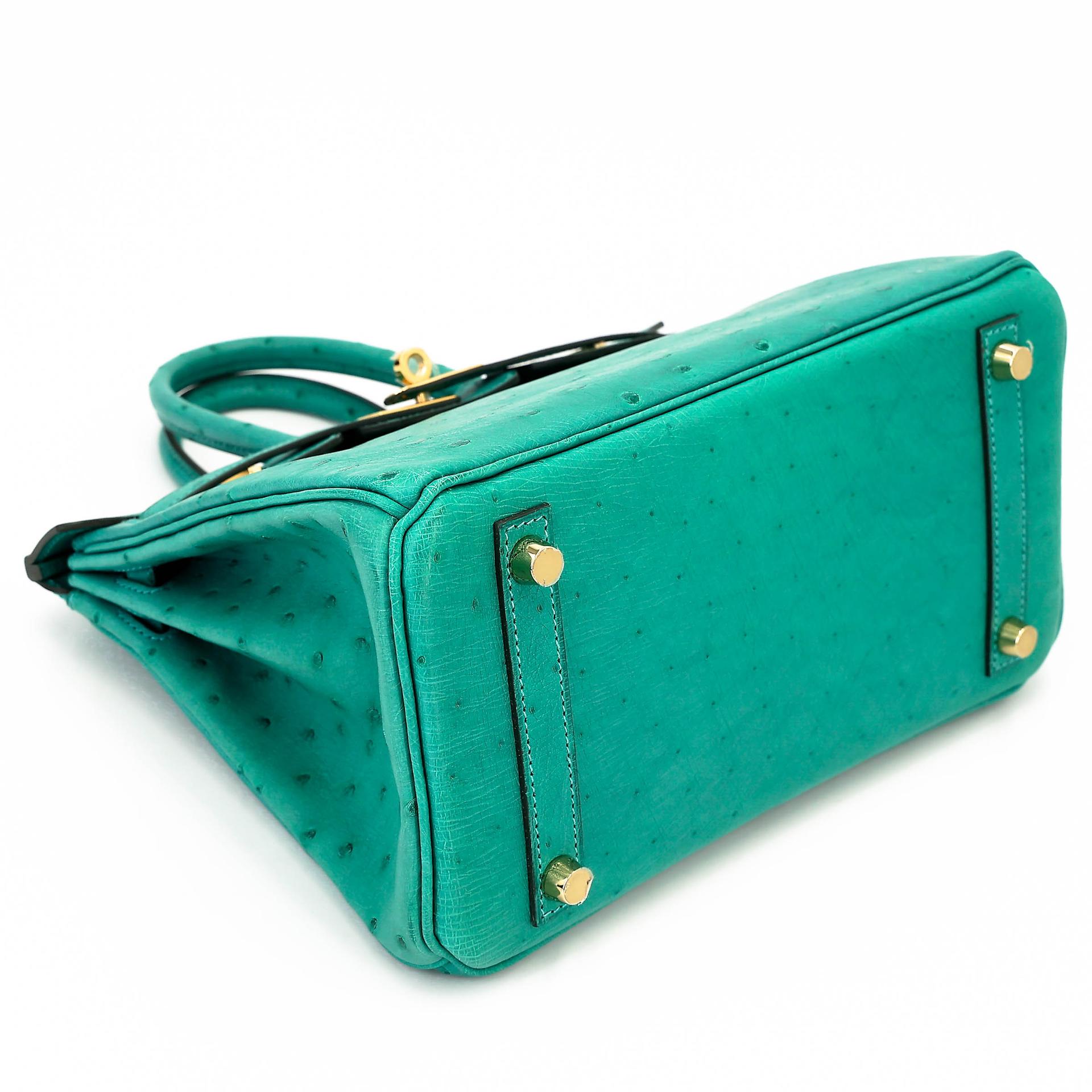 Unused ( Rank NS ) HERMÈS Birkin 25 Vert Verone (U1) Ostrich Gold hardware U (2022) - 5