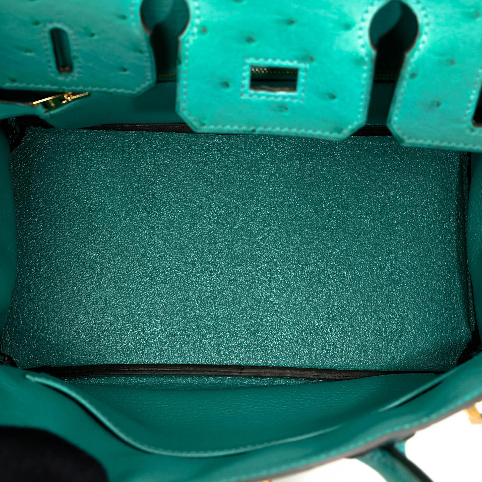 Unused ( Rank NS ) HERMÈS Birkin 25 Vert Verone (U1) Ostrich Gold hardware U (2022) - 14