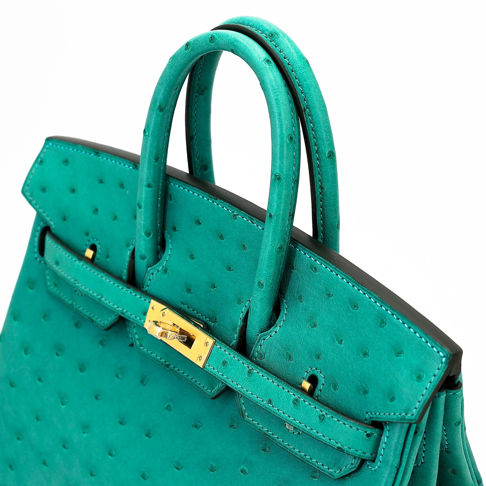 Unused ( Rank NS ) HERMÈS Birkin 25 Vert Verone (U1) Ostrich Gold hardware U (2022) - 3