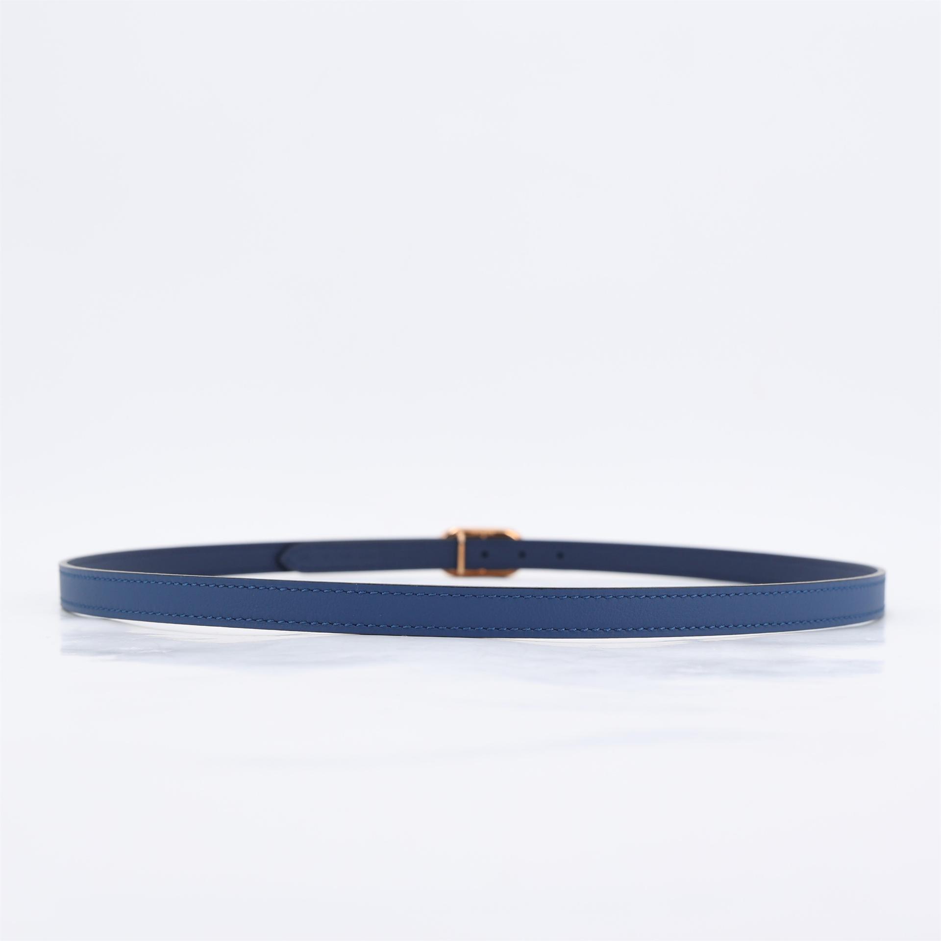 ランク N 新品 HERMÈS エルメス マイヨンH ベルトバックル ＆ リバーシブルベルト 13mm ブルーサフィール (73) エプソン ピンクゴールド金具 - 4