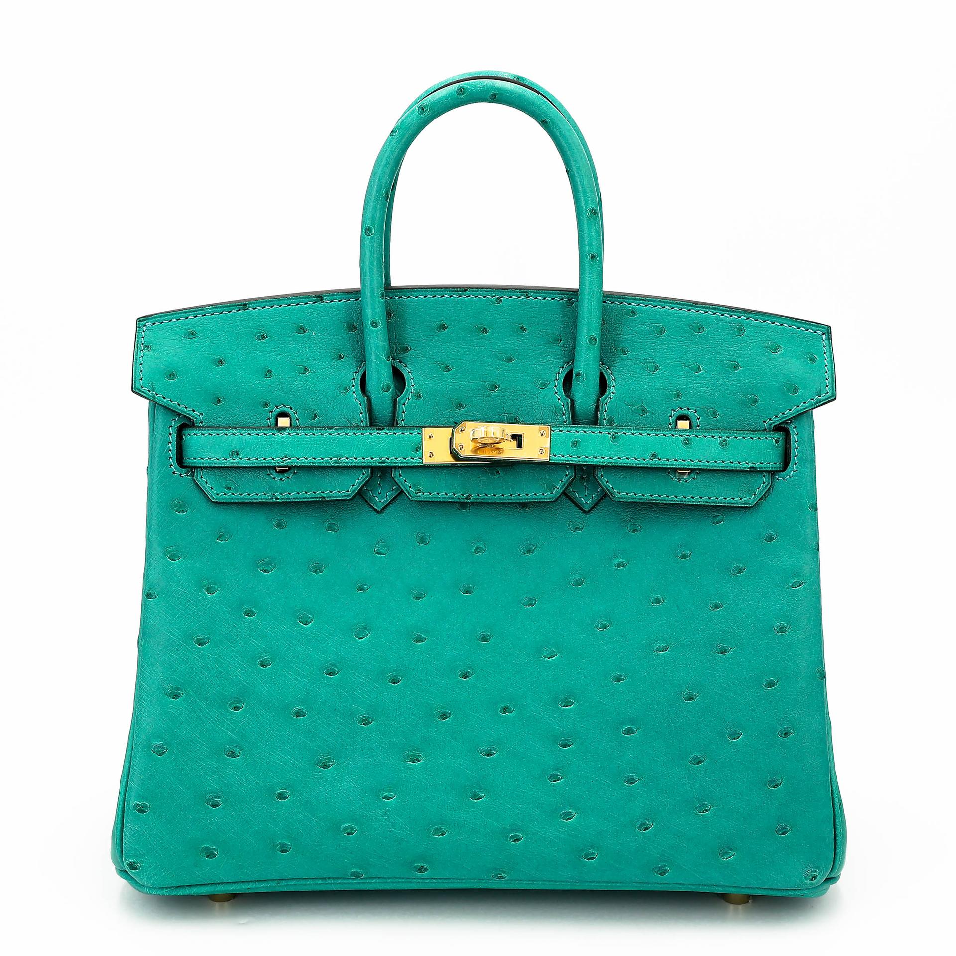 Unused ( Rank NS ) HERMÈS Birkin 25 Vert Verone (U1) Ostrich Gold hardware U (2022) - 1