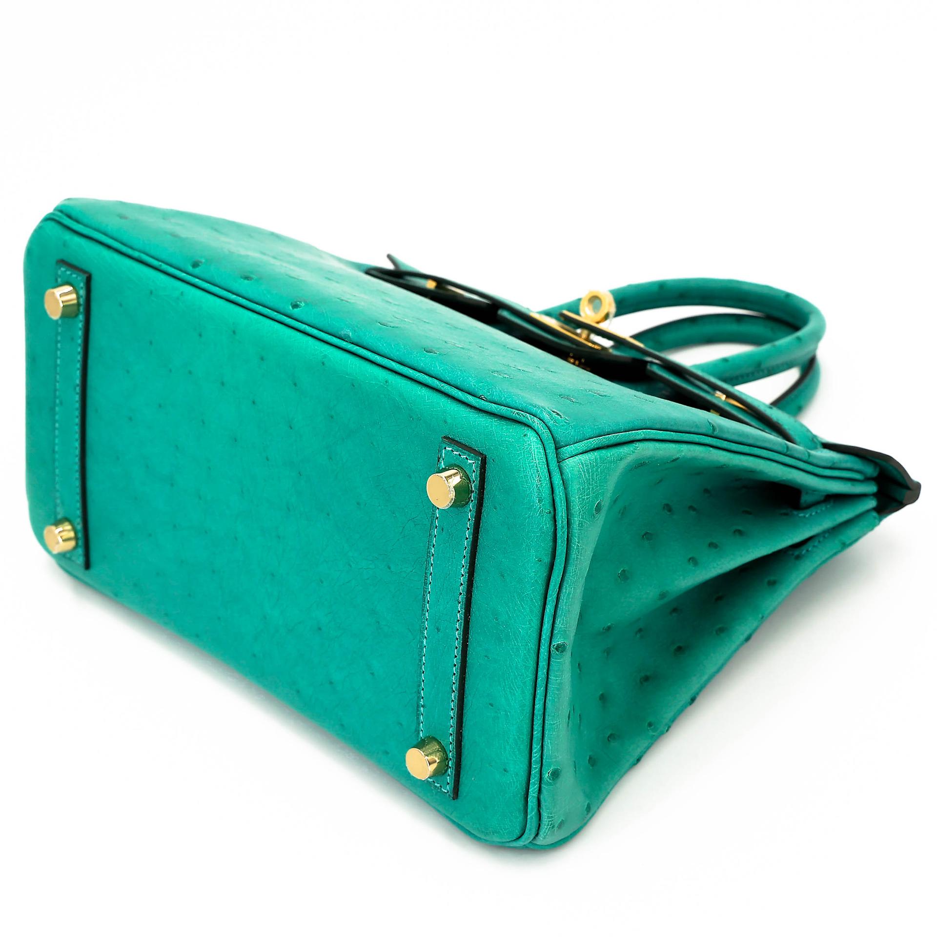 Unused ( Rank NS ) HERMÈS Birkin 25 Vert Verone (U1) Ostrich Gold hardware U (2022) - 4