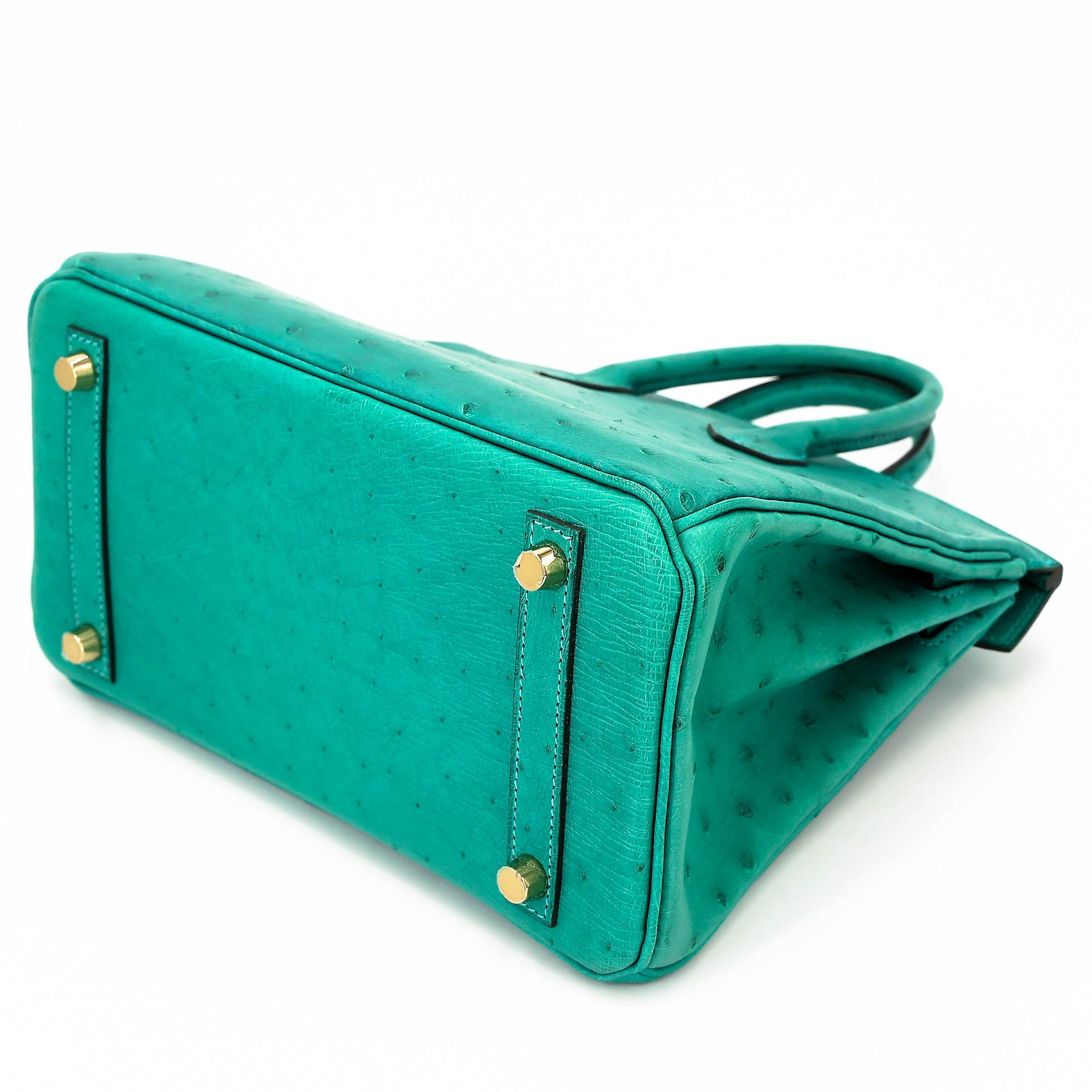 Unused ( Rank NS ) HERMÈS Birkin 25 Vert Verone (U1) Ostrich Gold hardware U (2022) - 6