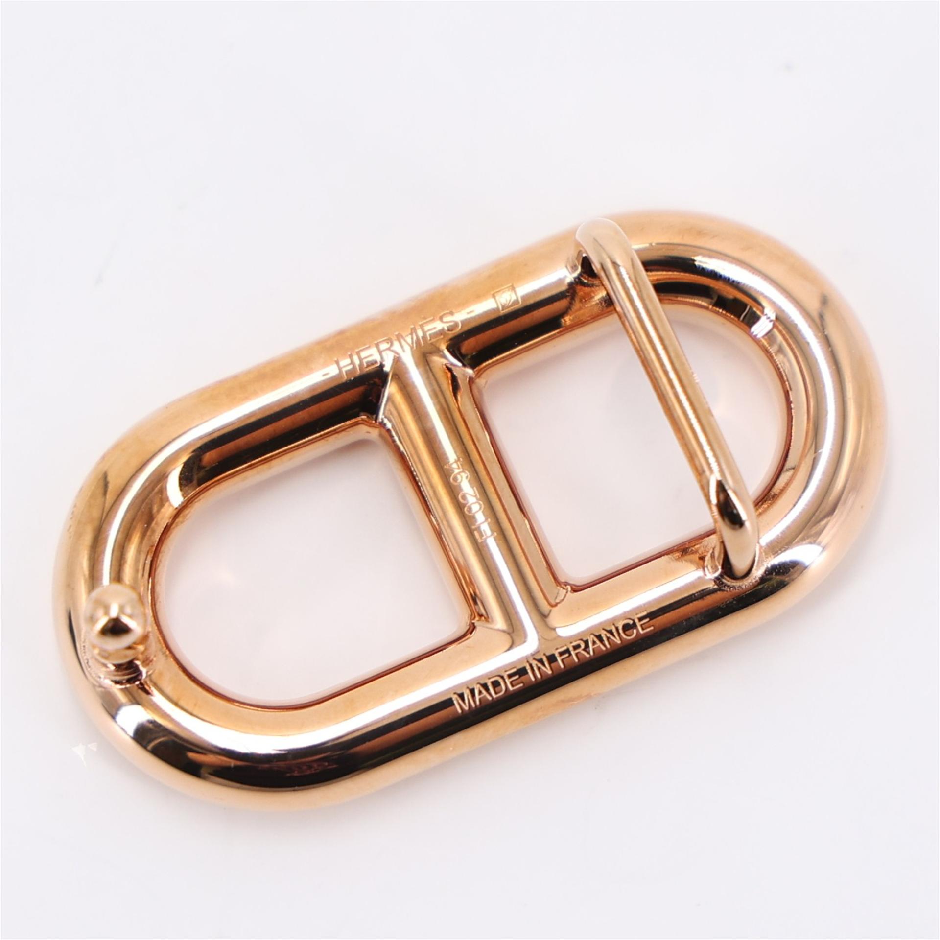 ランク N 新品 HERMÈS エルメス マイヨンH ベルトバックル ＆ リバーシブルベルト 13mm ブルーサフィール (73) エプソン ピンクゴールド金具 - 7