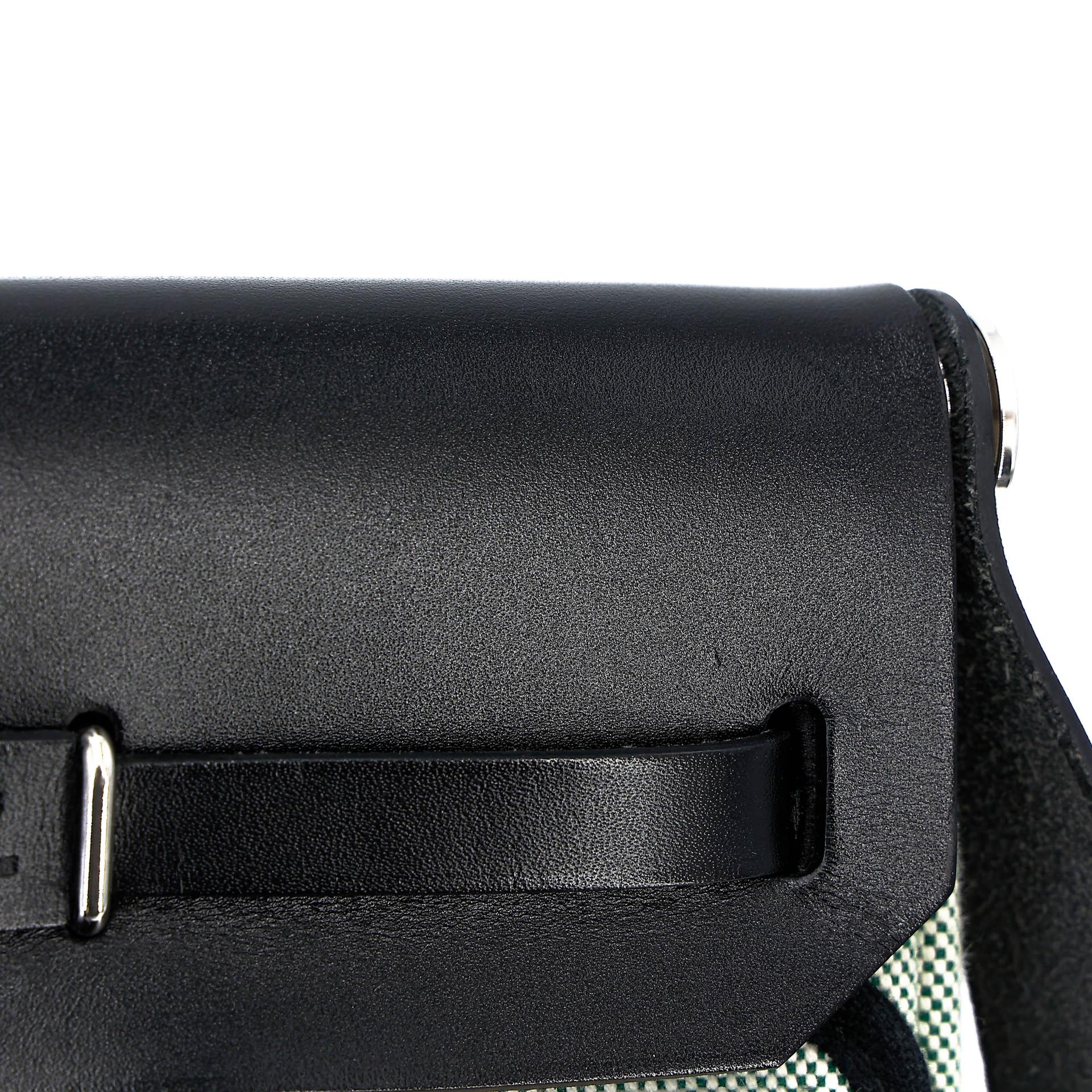 Excellent ( Rank SA ) HERMÈS Herbag Zip Mini 20 Noir (89) Vert Moyen (65) Vache Hunter Toile H Viking canvas Palladium hardware K (2025) - 16