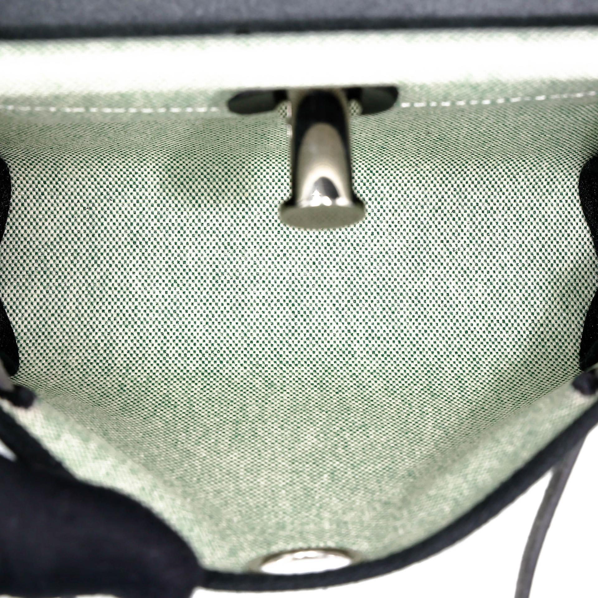 Excellent ( Rank SA ) HERMÈS Herbag Zip Mini 20 Noir (89) Vert Moyen (65) Vache Hunter Toile H Viking canvas Palladium hardware K (2025) - 26