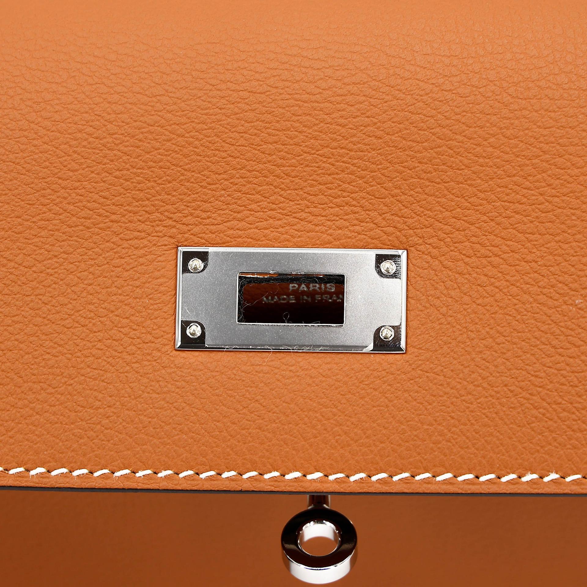 未使用保存品 HERMÈS 爱马仕 Kelly depeches 25 公文包 1H 太妃金 Toffee Evercolor皮 银扣 Y刻 2020年 - 12