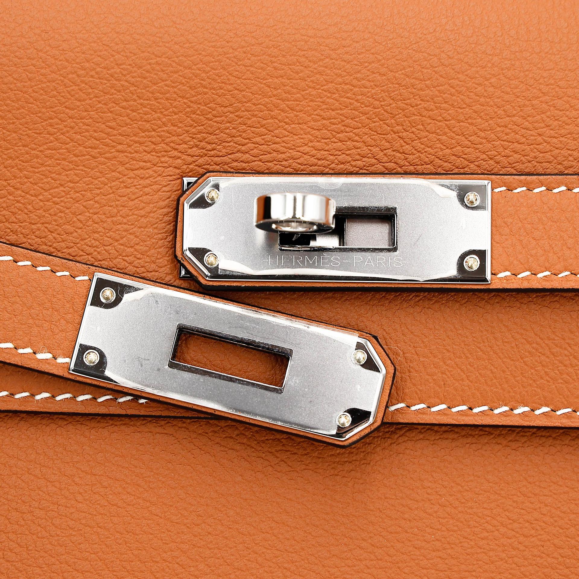 未使用保存品 HERMÈS 爱马仕 Kelly depeches 25 公文包 1H 太妃金 Toffee Evercolor皮 银扣 Y刻 2020年 - 10