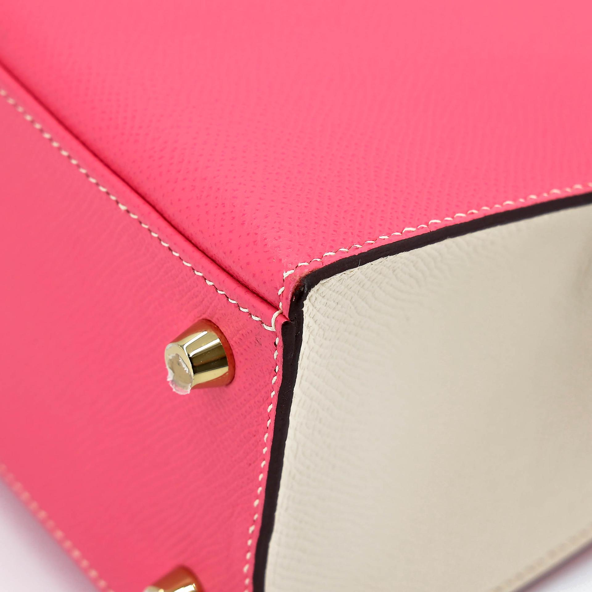 A美品 HERMÈS 愛馬仕 馬蹄印定制 Kelly 25  外縫 HSS 8W 唇膏粉 Rose Azalee I2 奶油白 Nata Epsom牛皮 拉絲金扣 C刻 2018年 - 10