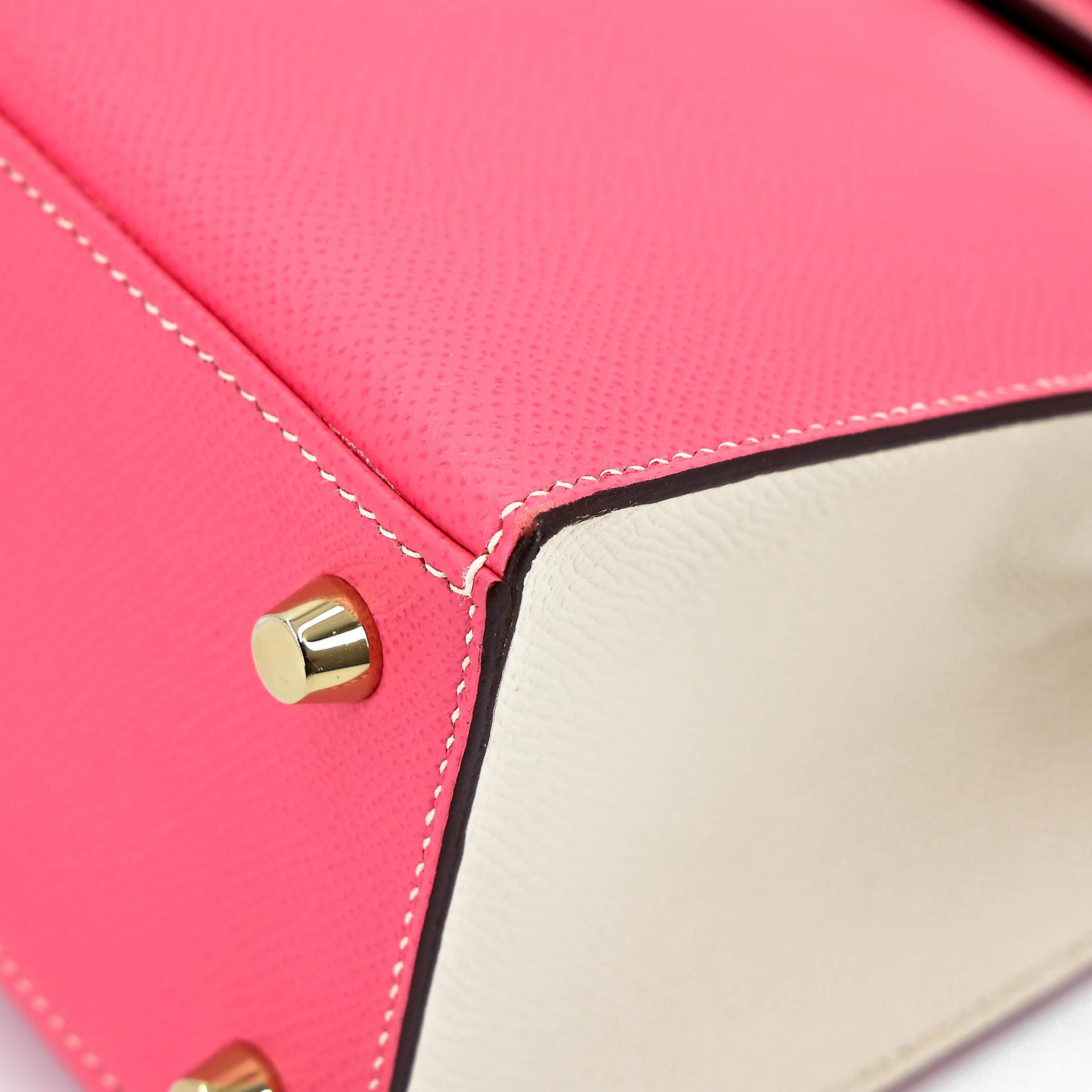 A美品 HERMÈS 愛馬仕 馬蹄印定制 Kelly 25  外縫 HSS 8W 唇膏粉 Rose Azalee I2 奶油白 Nata Epsom牛皮 拉絲金扣 C刻 2018年 - 8