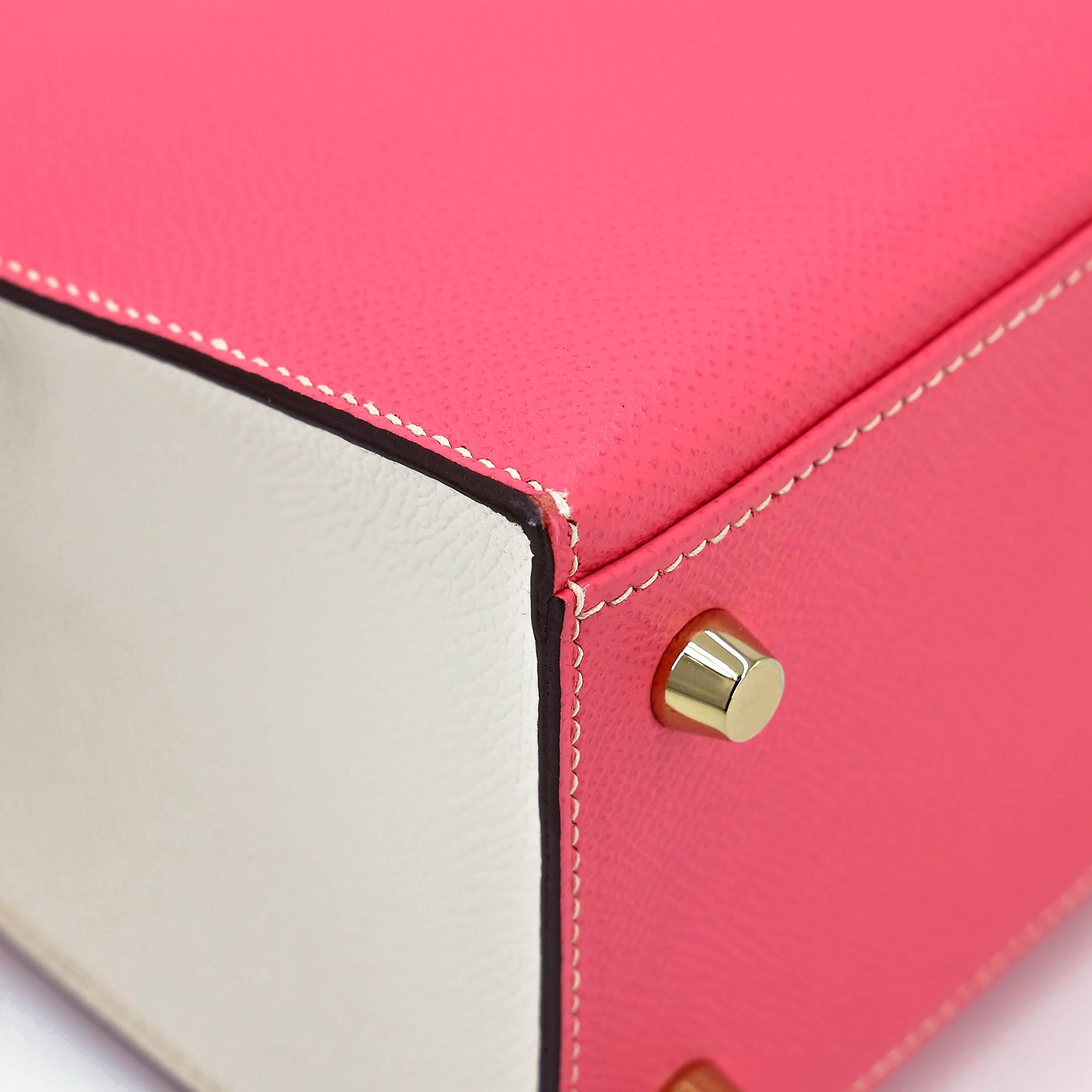 A美品 HERMÈS 愛馬仕 馬蹄印定制 Kelly 25  外縫 HSS 8W 唇膏粉 Rose Azalee I2 奶油白 Nata Epsom牛皮 拉絲金扣 C刻 2018年 - 11