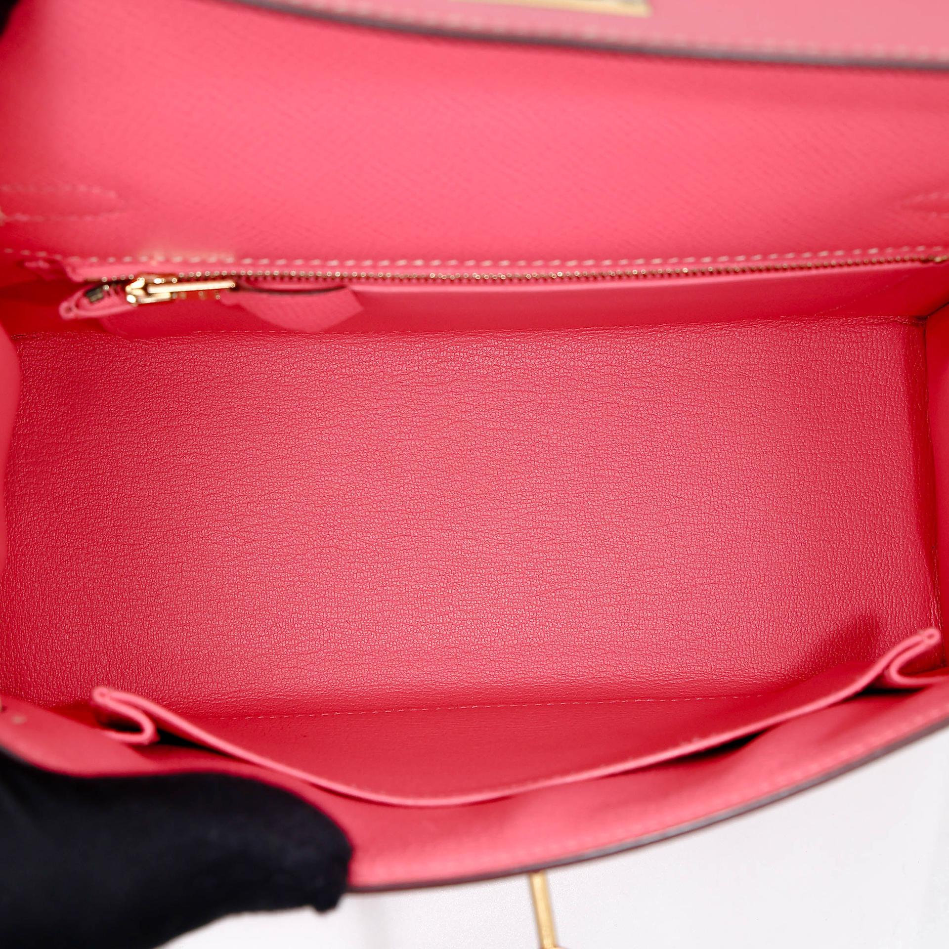 A美品 HERMÈS 愛馬仕 馬蹄印定制 Kelly 25  外縫 HSS 8W 唇膏粉 Rose Azalee I2 奶油白 Nata Epsom牛皮 拉絲金扣 C刻 2018年 - 22