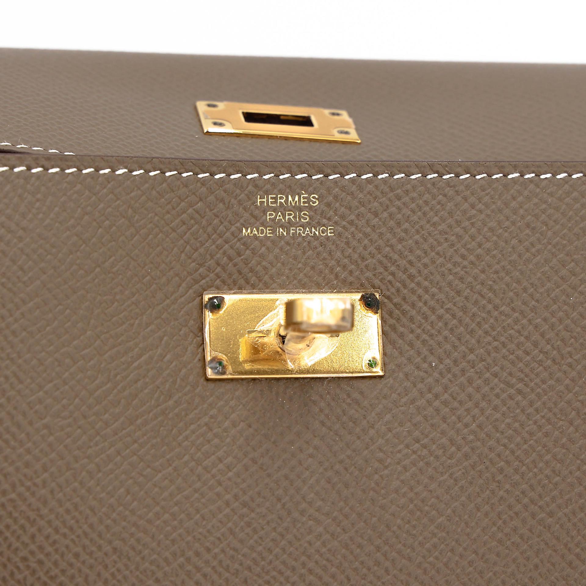 未使用保存品 HERMÈS 愛馬仕 Kelly To Go 錢包 18 大象灰 Etoupe Epsom皮 金扣 Z刻 2021年 - 13