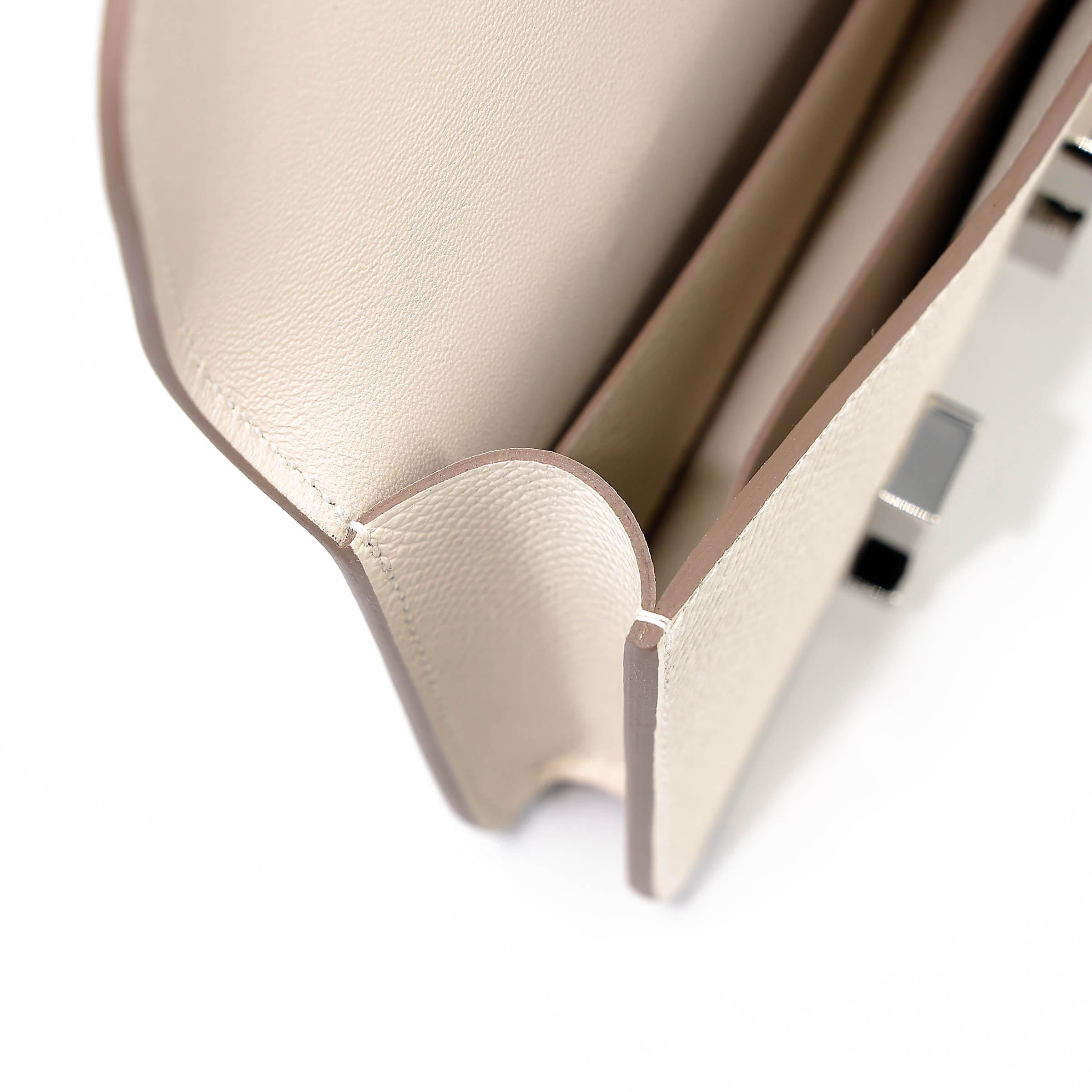 全新 HERMÈS 爱马仕 Constance Slim 钱包 10 奶昔白 Craie Epsom皮 银扣 K刻 2025年 - 15