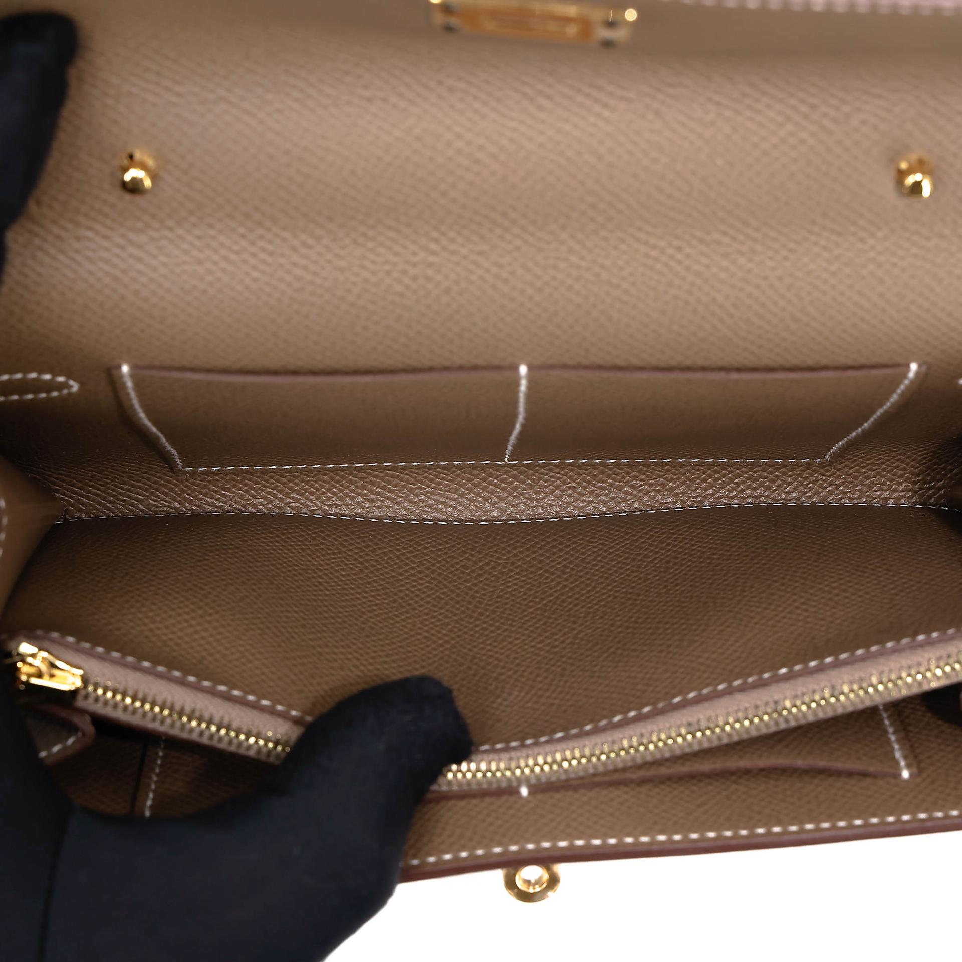 未使用保存品 HERMÈS 愛馬仕 Kelly To Go 錢包 18 大象灰 Etoupe Epsom皮 金扣 Z刻 2021年 - 19