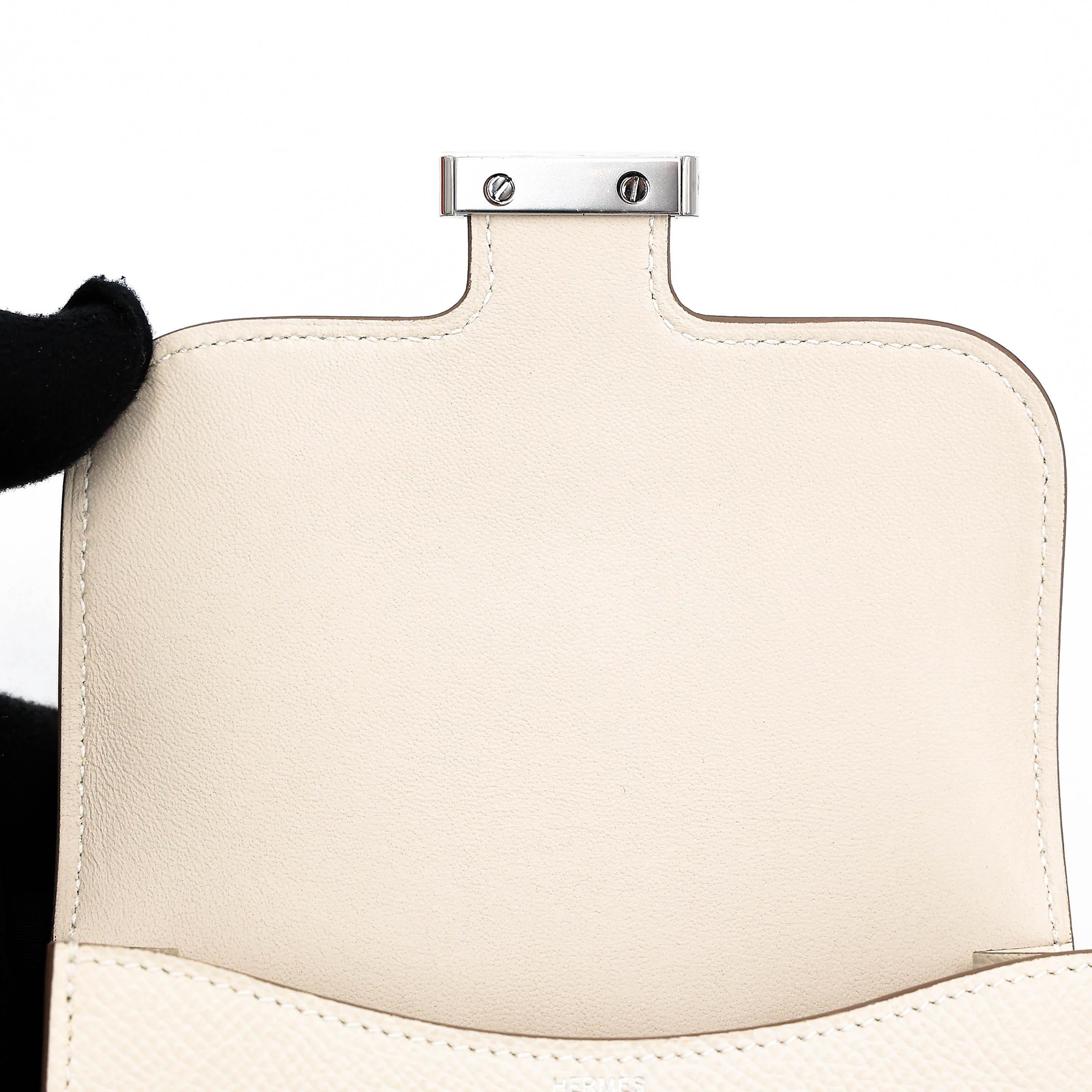 全新 HERMÈS 爱马仕 Constance Slim 钱包 10 奶昔白 Craie Epsom皮 银扣 K刻 2025年 - 11