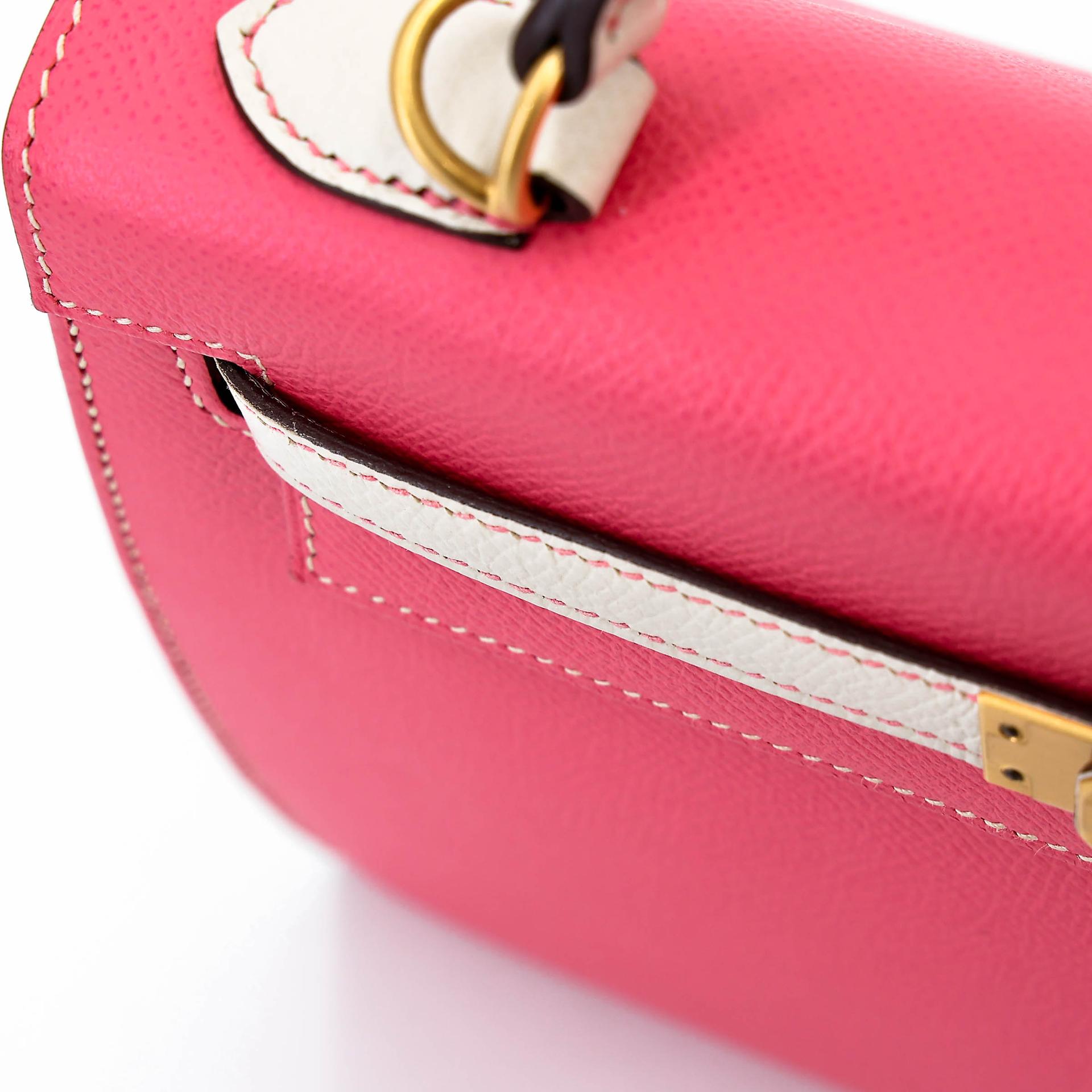 A美品 HERMÈS 愛馬仕 馬蹄印定制 Kelly 25  外縫 HSS 8W 唇膏粉 Rose Azalee I2 奶油白 Nata Epsom牛皮 拉絲金扣 C刻 2018年 - 14