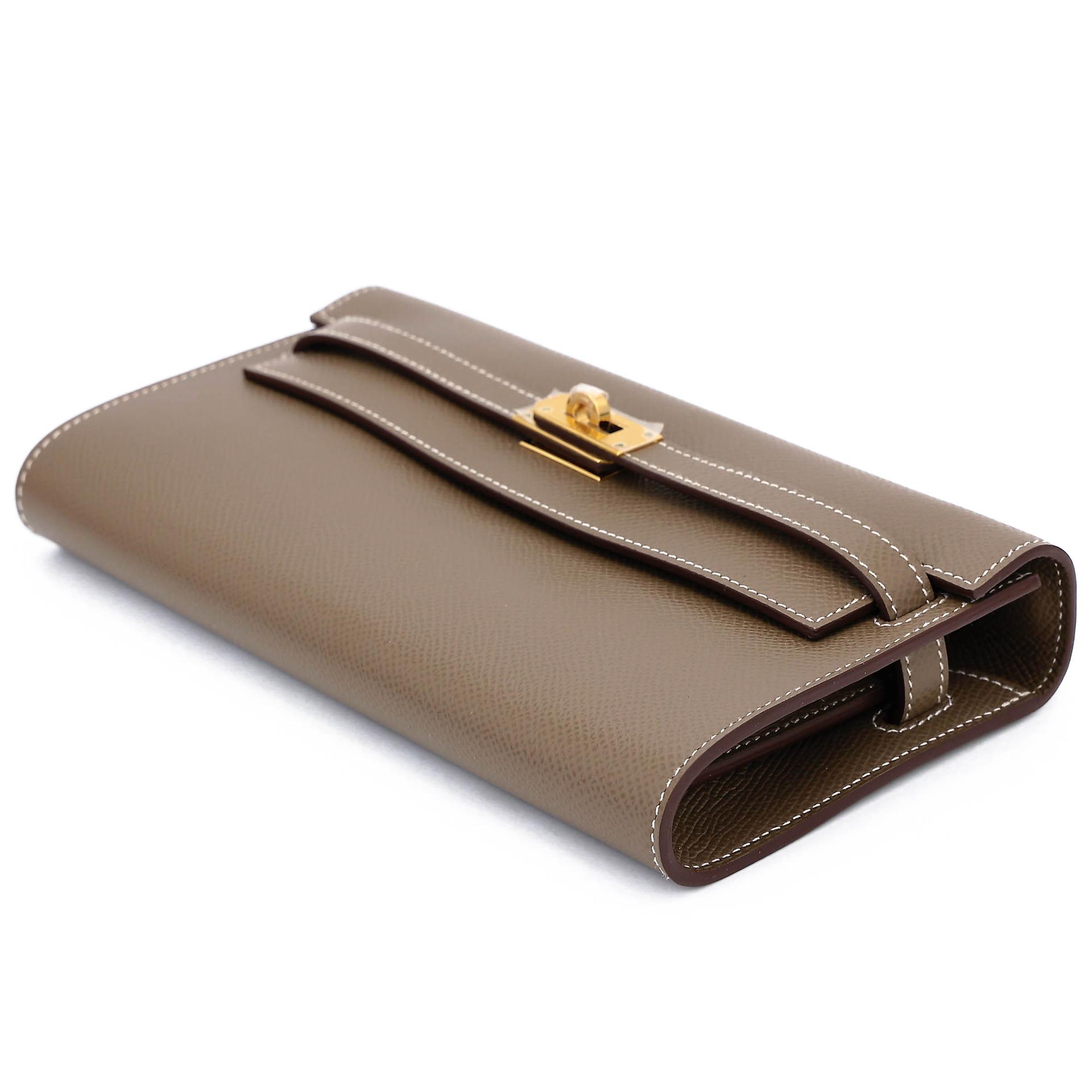 未使用保存品 HERMÈS 愛馬仕 Kelly To Go 錢包 18 大象灰 Etoupe Epsom皮 金扣 Z刻 2021年 - 4