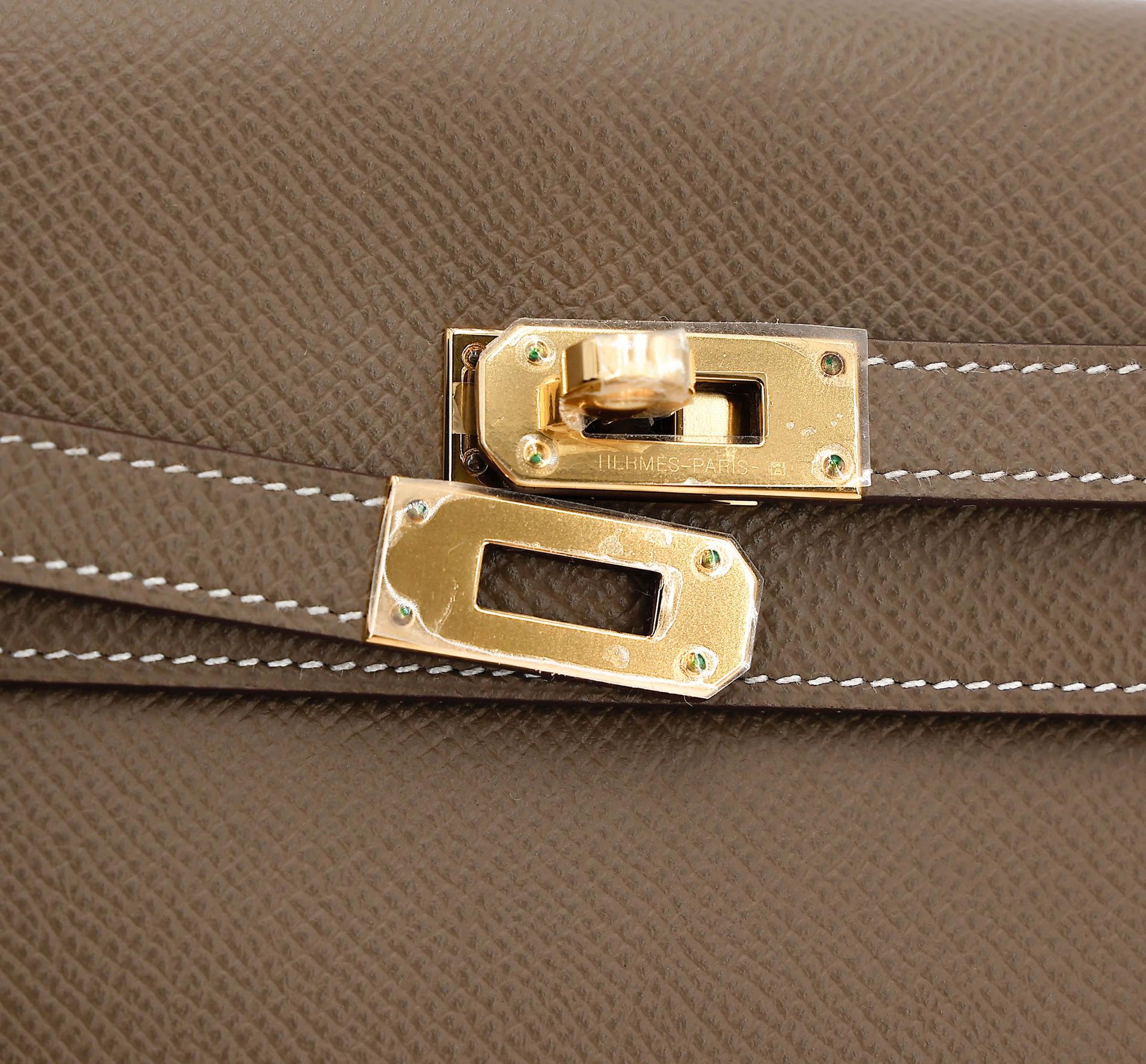 未使用保存品 HERMÈS 愛馬仕 Kelly To Go 錢包 18 大象灰 Etoupe Epsom皮 金扣 Z刻 2021年 - 8