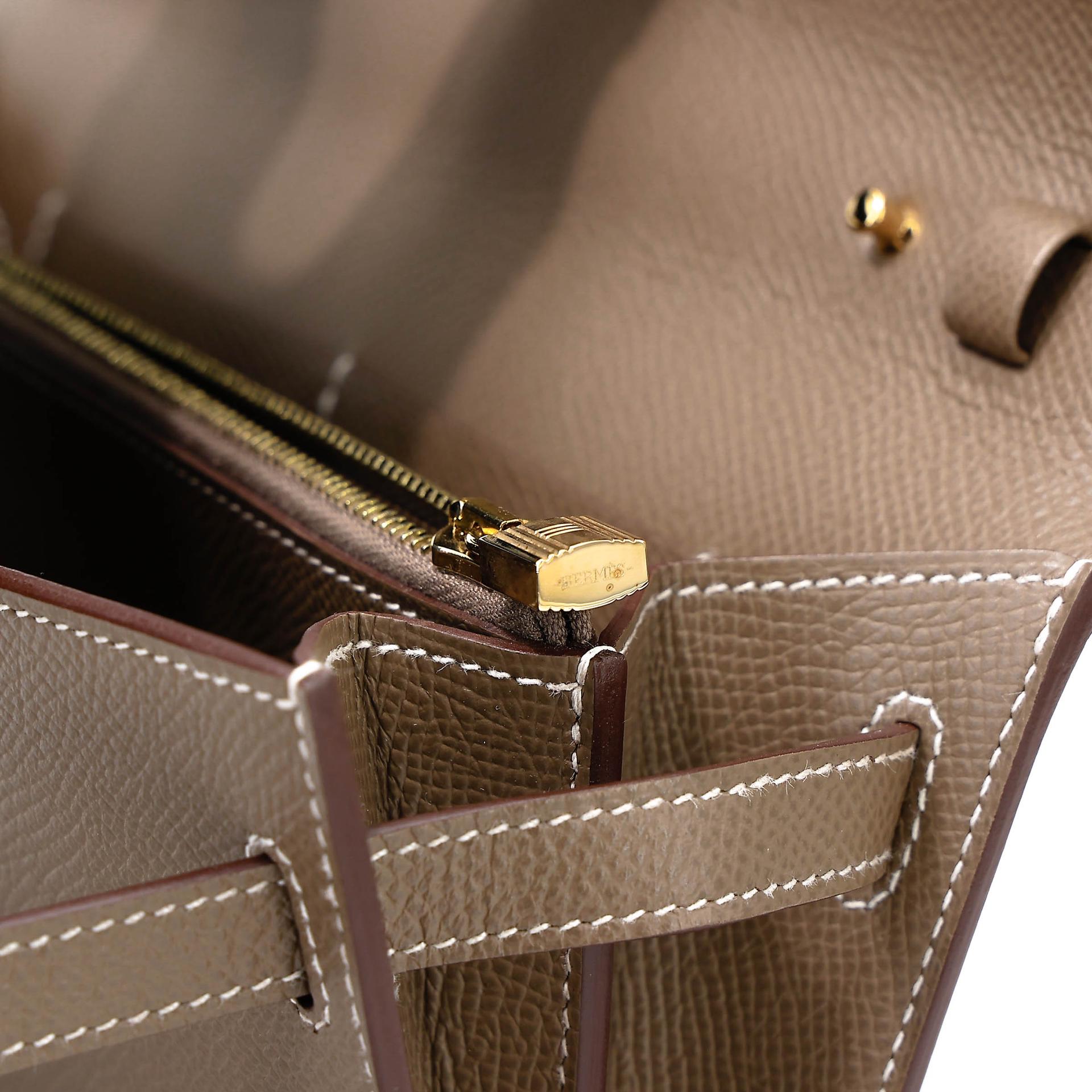 未使用保存品 HERMÈS 愛馬仕 Kelly To Go 錢包 18 大象灰 Etoupe Epsom皮 金扣 Z刻 2021年 - 18