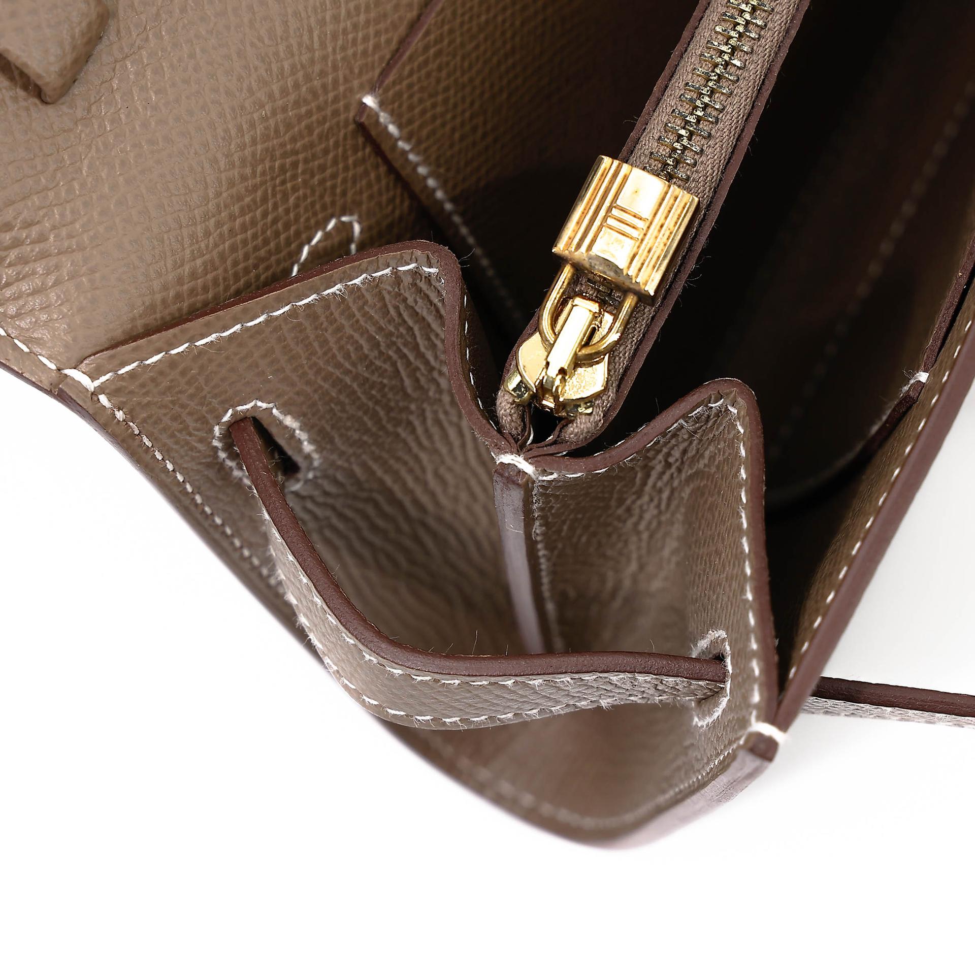 未使用保存品 HERMÈS 愛馬仕 Kelly To Go 錢包 18 大象灰 Etoupe Epsom皮 金扣 Z刻 2021年 - 17