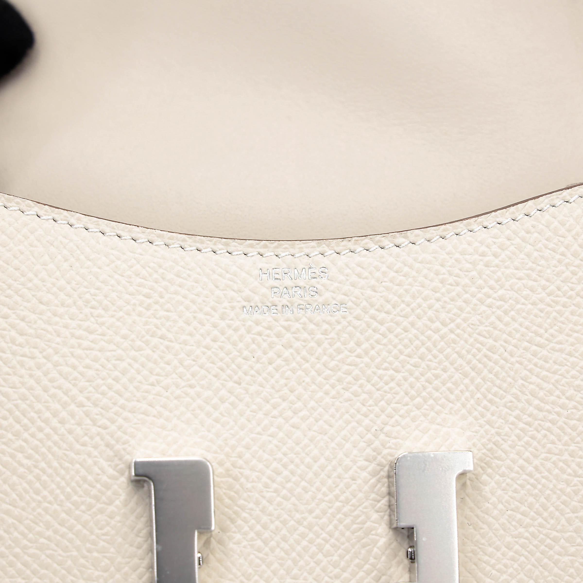 全新 HERMÈS 爱马仕 Constance Slim 钱包 10 奶昔白 Craie Epsom皮 银扣 K刻 2025年 - 12
