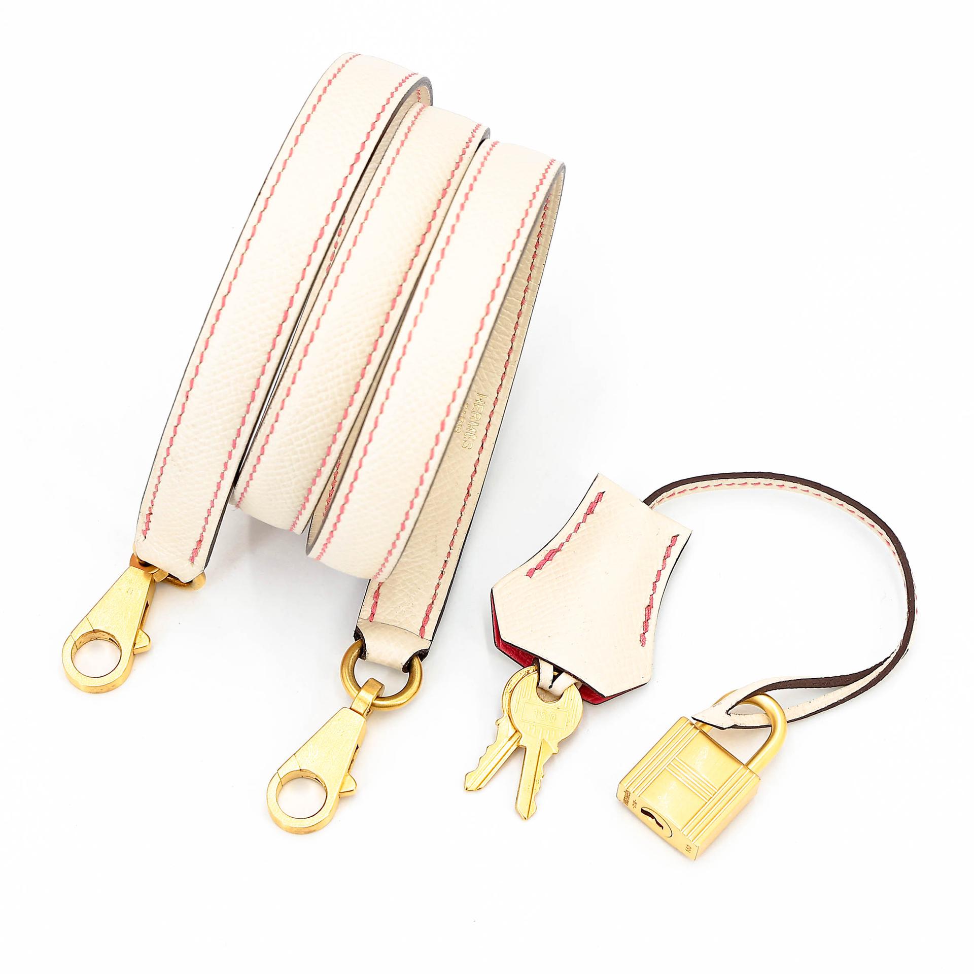 A美品 HERMÈS 愛馬仕 馬蹄印定制 Kelly 25  外縫 HSS 8W 唇膏粉 Rose Azalee I2 奶油白 Nata Epsom牛皮 拉絲金扣 C刻 2018年 - 23