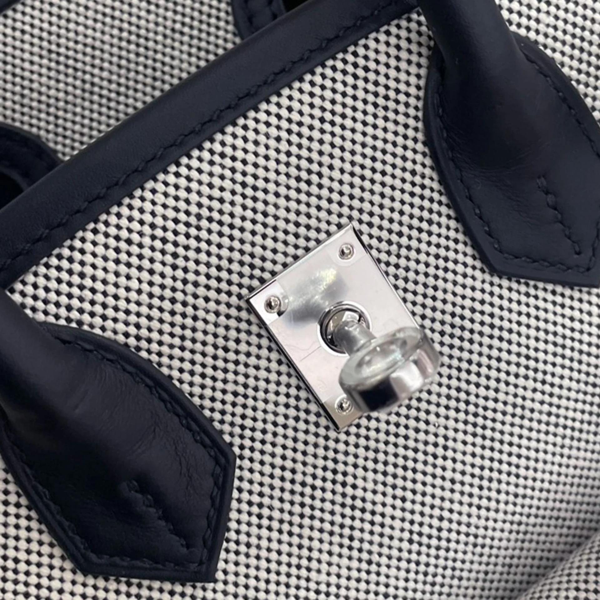 Brand New ( Rank N ) HERMÈS Birkin Cargo 25 Noir (89) Ecru Toile H canvas Swift Palladium hardware K (2025) - 9