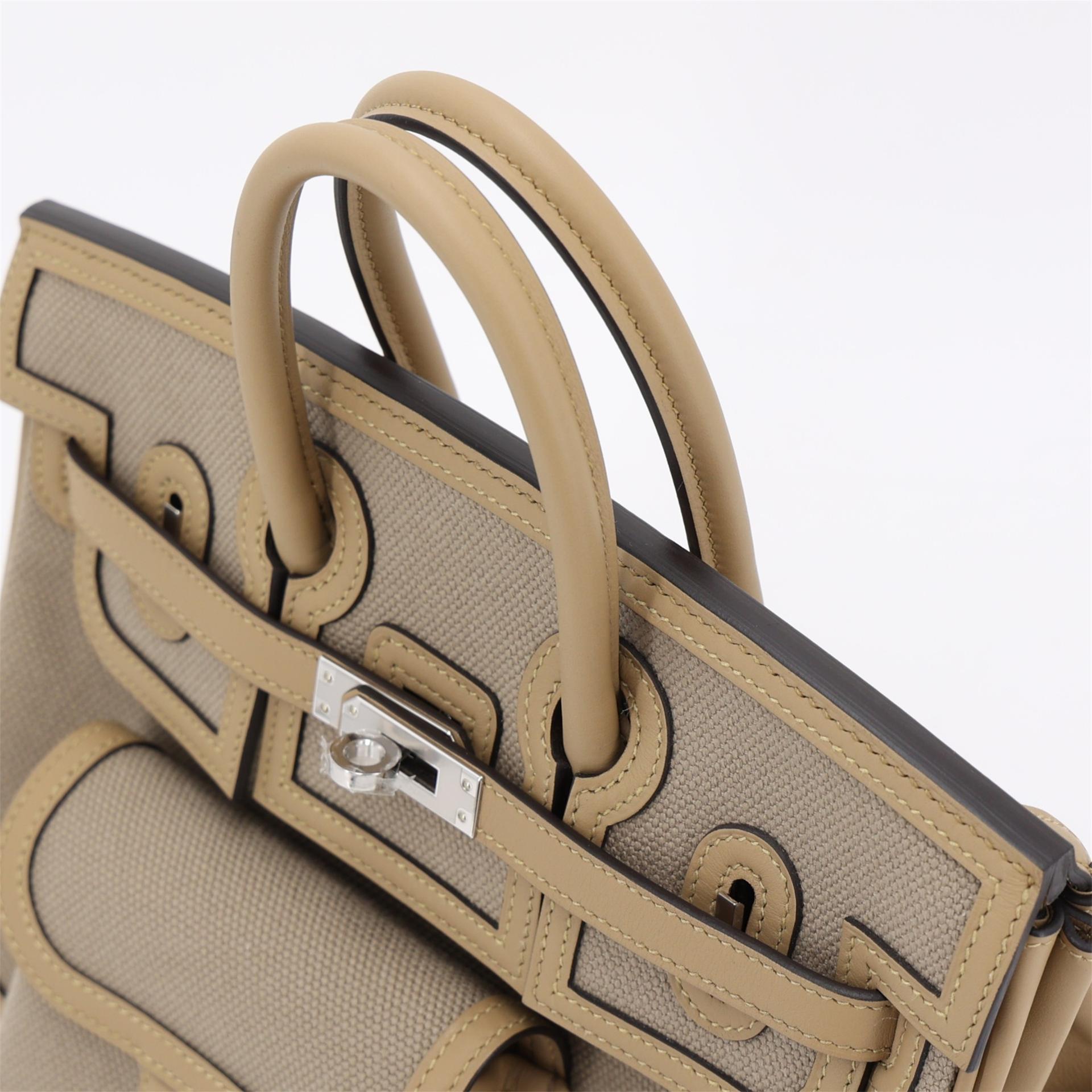 ランク N 新品 HERMÈS エルメス 限定品 バーキン 25 カーゴ ベージュマルファ (8Q) プシエール (1C) スイフト トワルゴエラン シルバー金具 K刻印 (2025) - 3
