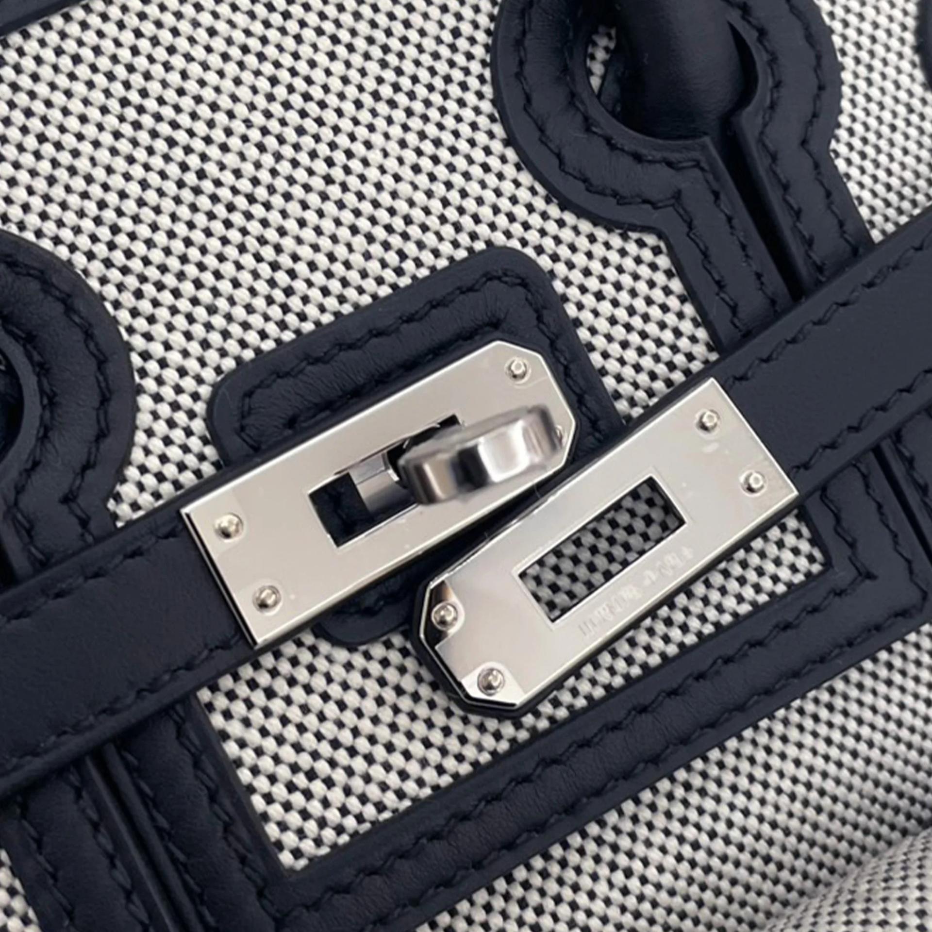 Brand New ( Rank N ) HERMÈS Birkin Cargo 25 Noir (89) Ecru Toile H canvas Swift Palladium hardware K (2025) - 8