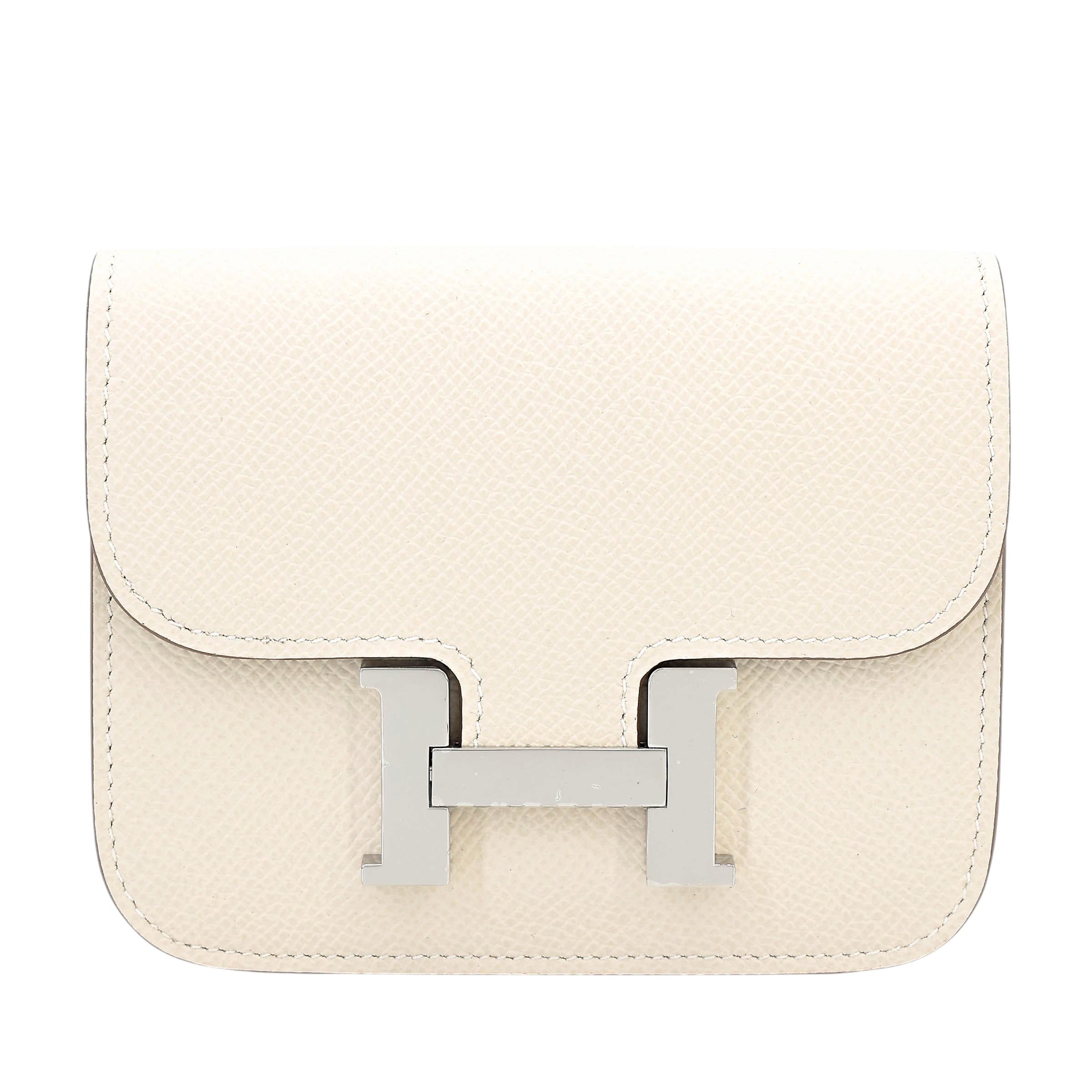全新 HERMÈS 爱马仕 Constance Slim 钱包 10 奶昔白 Craie Epsom皮 银扣 K刻 2025年 - 1