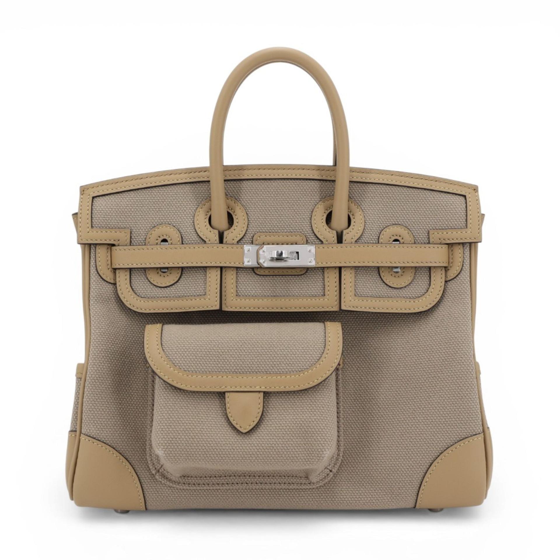 ランク N 新品 HERMÈS エルメス 限定品 バーキン 25 カーゴ ベージュマルファ (8Q) プシエール (1C) スイフト トワルゴエラン シルバー金具 K刻印 (2025) - 1