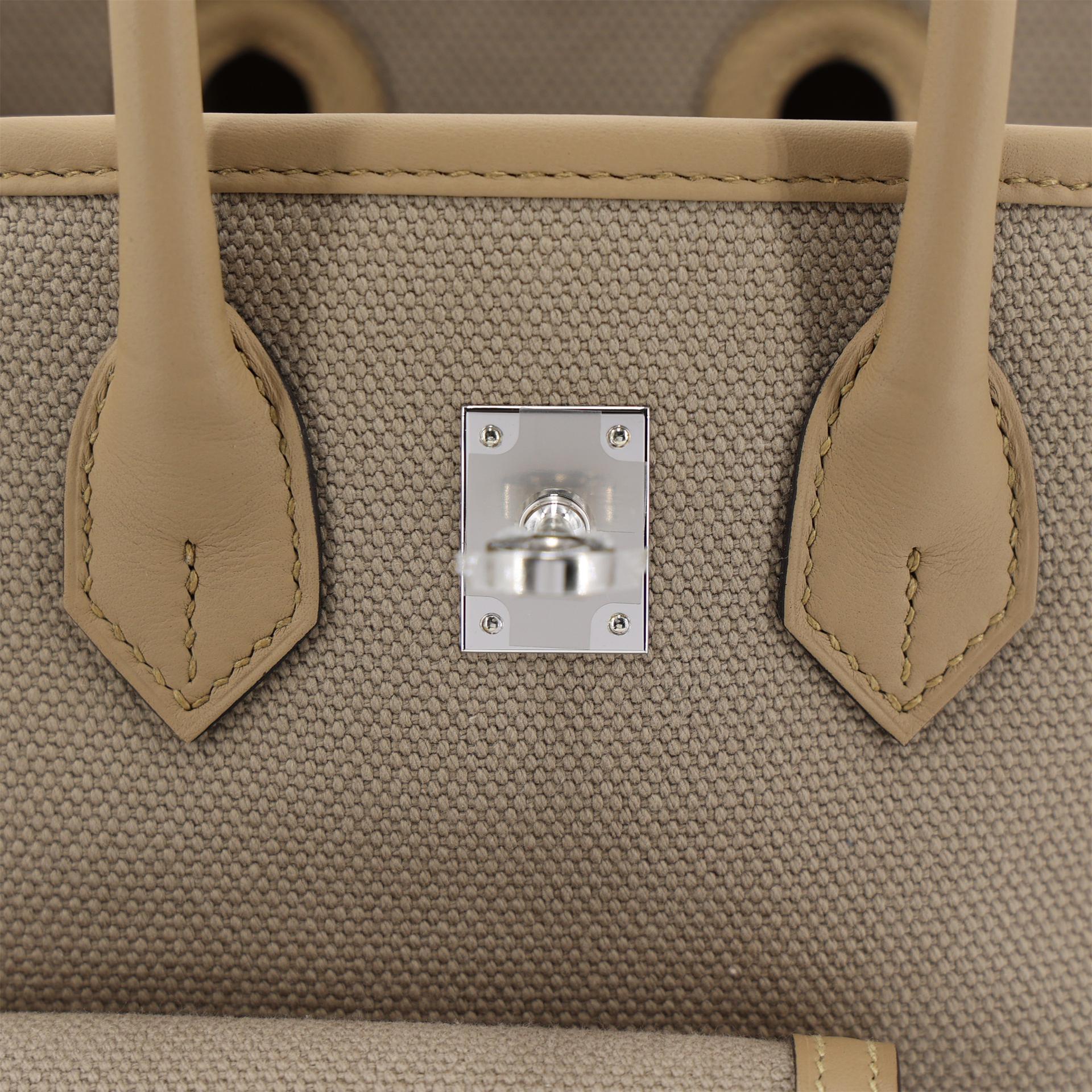 ランク N 新品 HERMÈS エルメス 限定品 バーキン 25 カーゴ ベージュマルファ (8Q) プシエール (1C) スイフト トワルゴエラン シルバー金具 K刻印 (2025) - 10